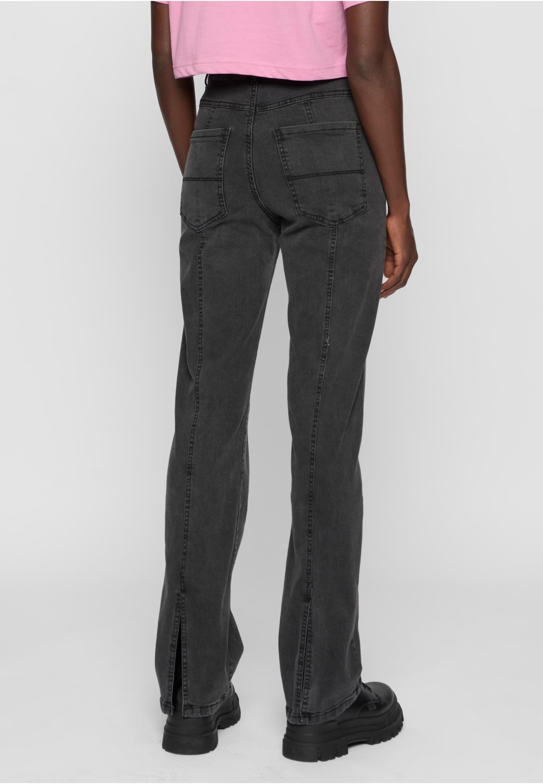 URBAN CLASSICS Bequeme Jeans »Urban Classics Damen Ladies High Waist Straight Slit Denim Pants«, (1 tlg.)