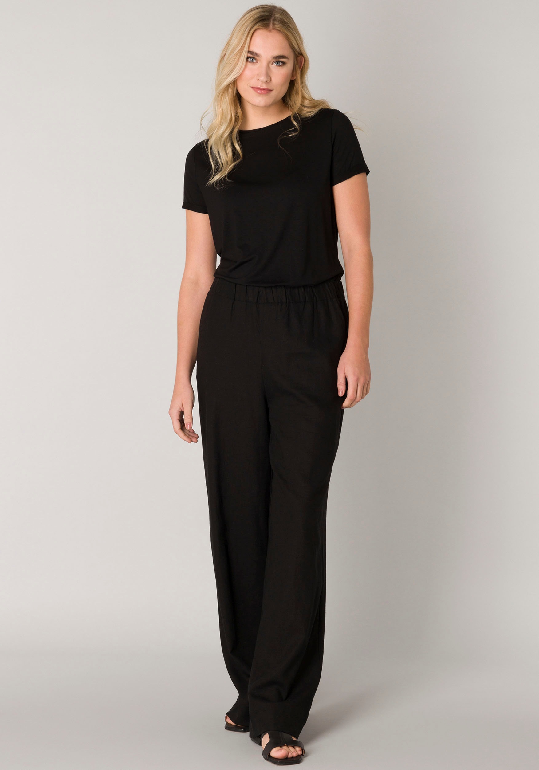 Thumbnail - Base Level Leinenhose "Yul", mit elastischem Bund