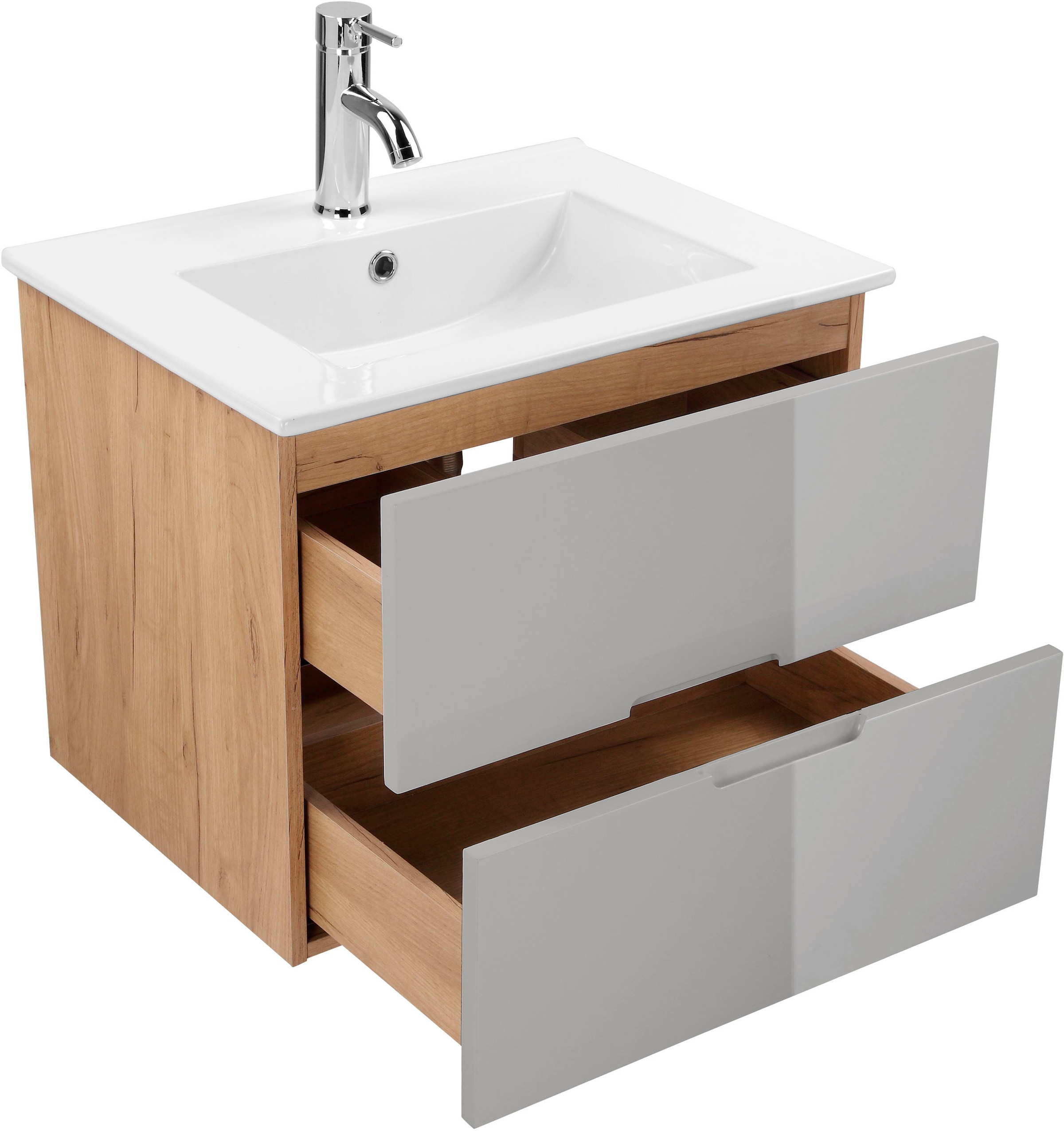 »Lund | Schrank Becken«, mit Waschbecken 2 und andas Auszügen BAUR Unterschrank Badmöbel Breite Waschplatz mit 60cm Waschtisch