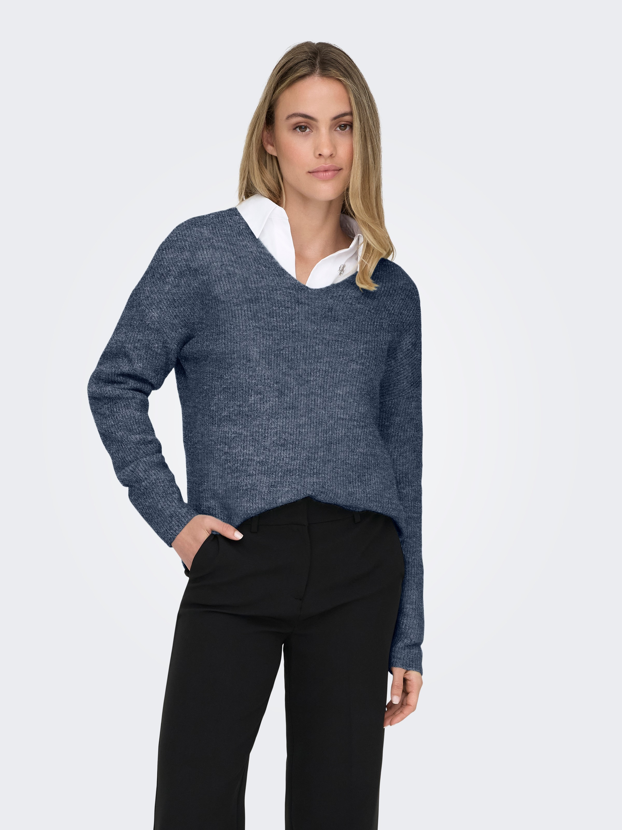 ONLY "ONLCAMILLA V-NECK L/S PULLOVER KNT NOOS" Materialmix, regular fit günstig online kaufen