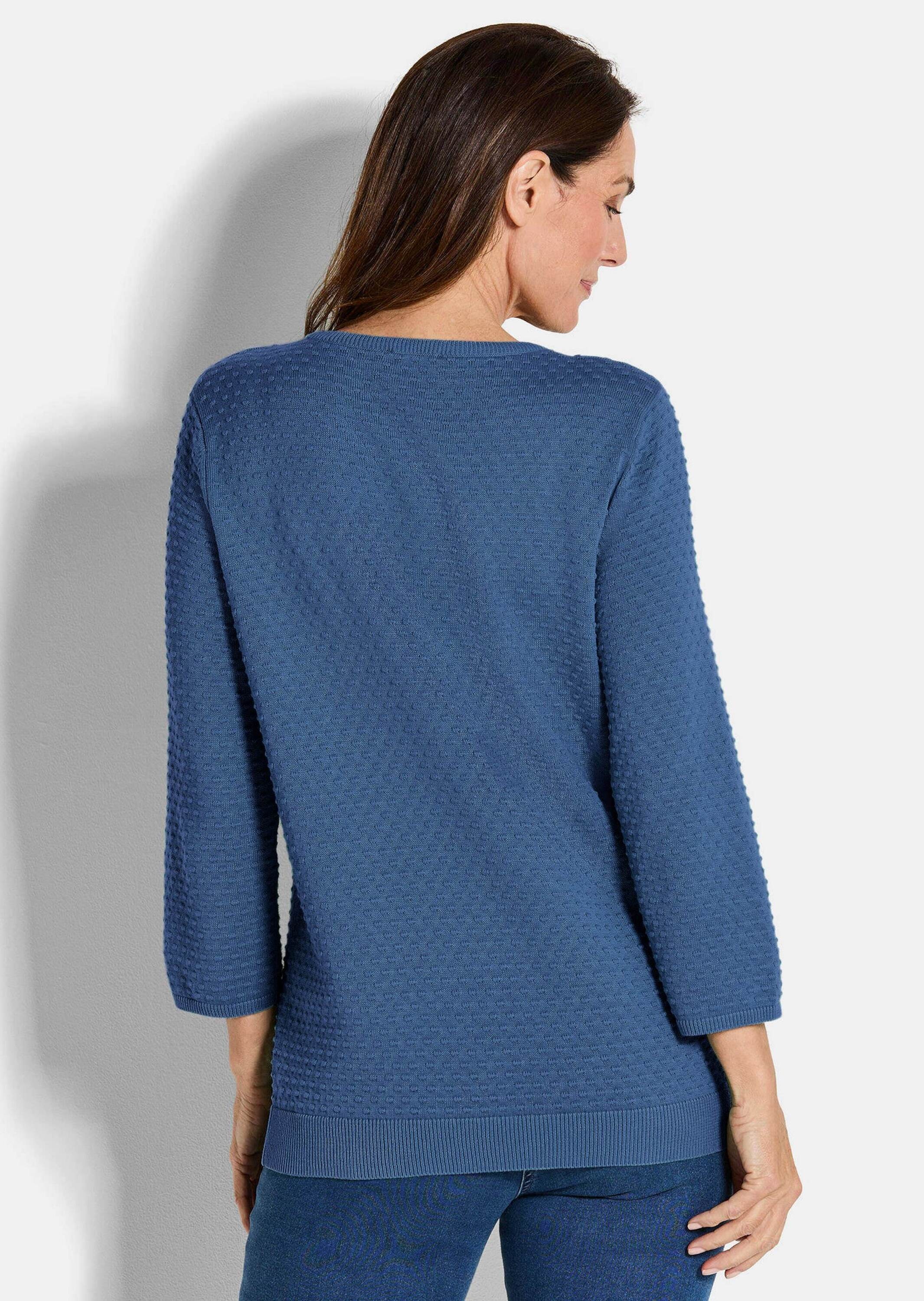 GOLDNER Rundhalspullover »Kurzgröße Strickpullover mit Pünktchenmuster«