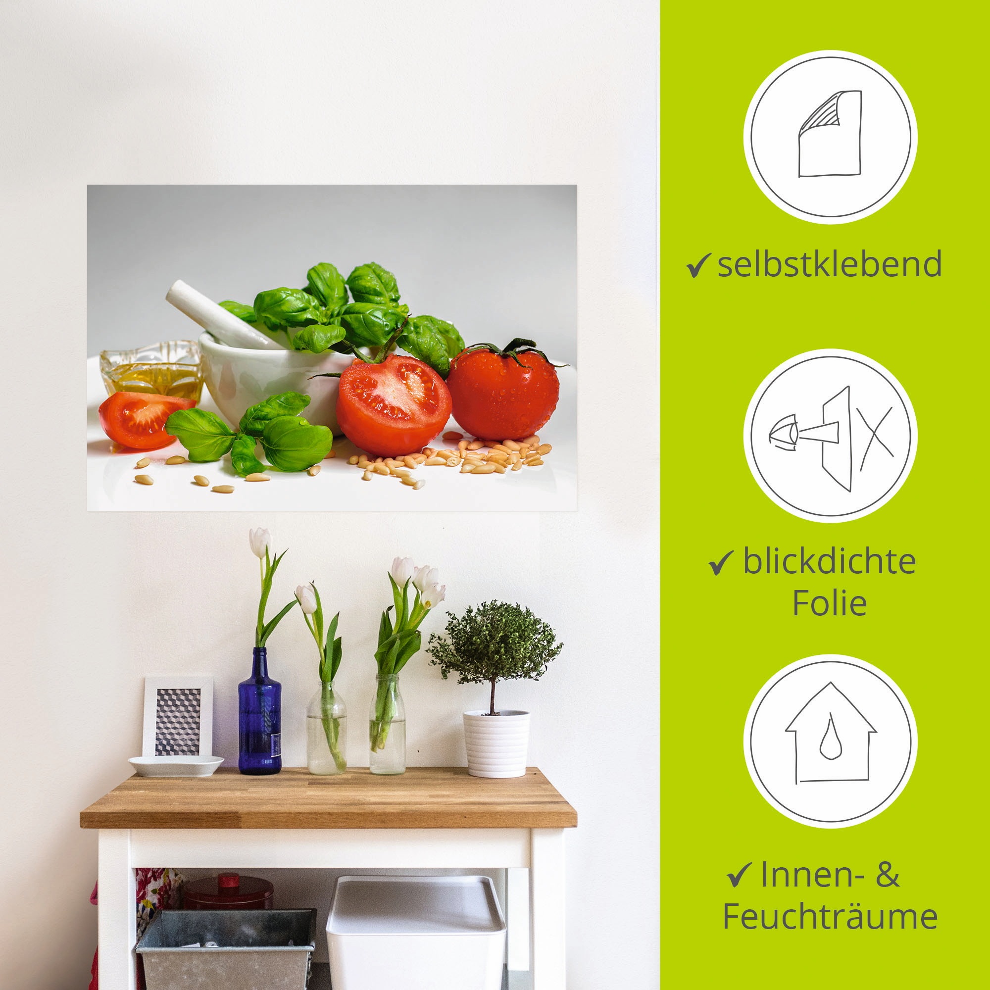 Artland Wandbild »Bereit für Pesto«, Lebensmittel, (1 St.), als Leinwandbild, Poster, Wandaufkleber in verschied. Größen