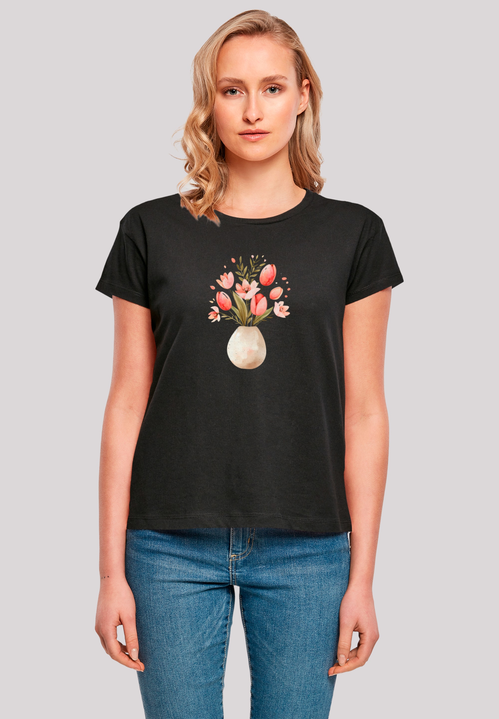 F4NT4STIC T-Shirt "Rosa Frühlingsblumenstrauß in Vase", Premium Qualität günstig online kaufen