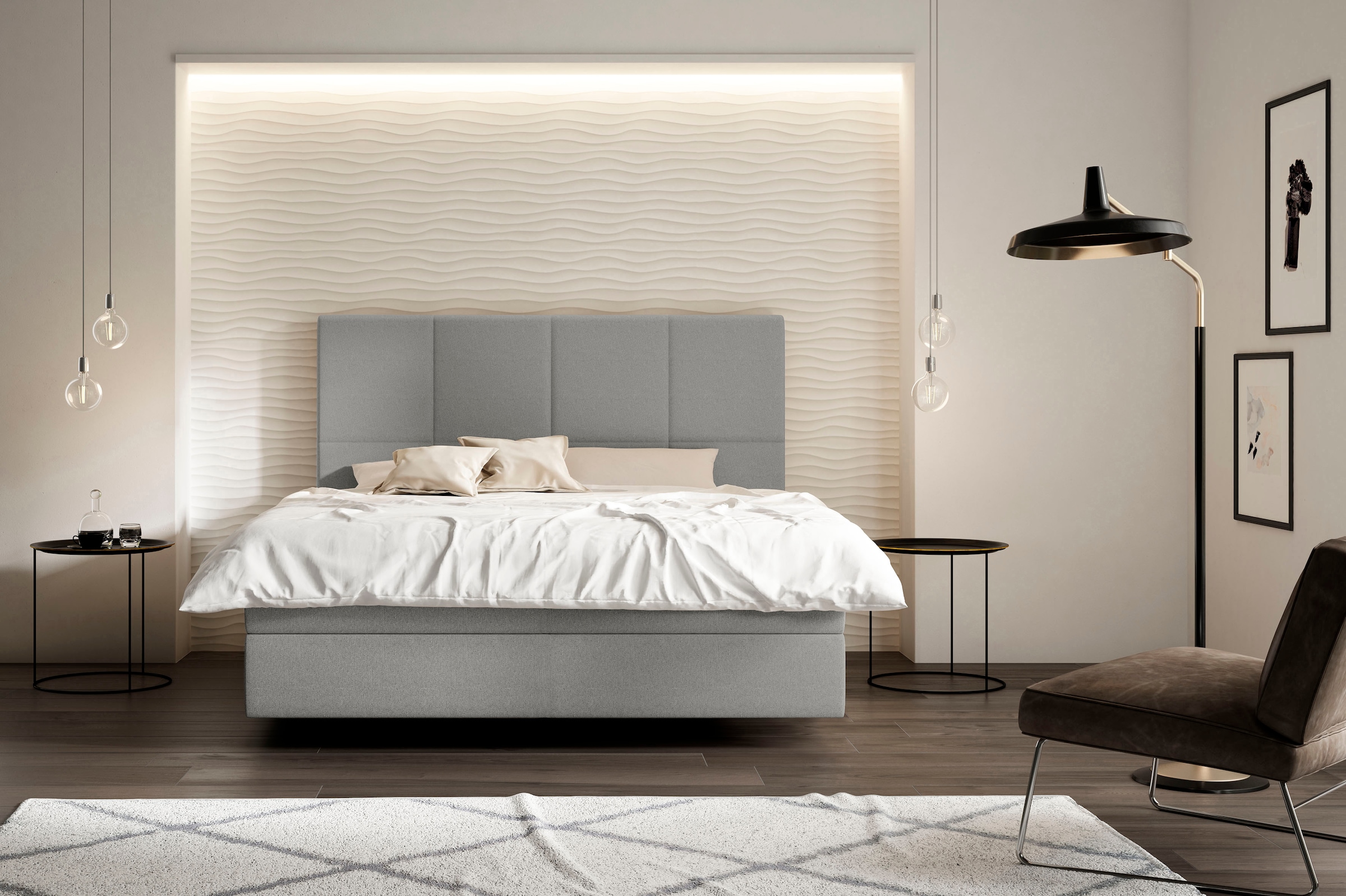 Boxspringbett »Saga«, mit BULTEX® inklusive Topper in Schwebeoptik, Kopfteilhöhe 133 cm