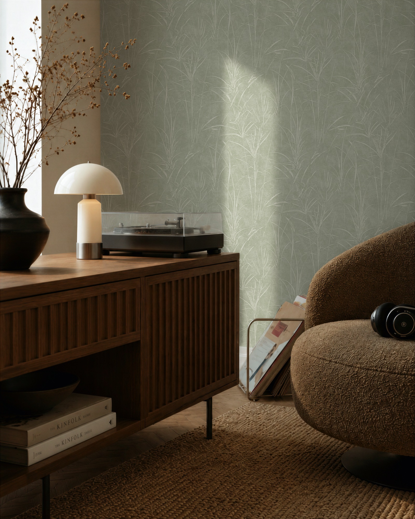 living walls Vliestapete »Cosiness Gräser – Vorgeleimte florale Vliestapete« botanisch | floral | leicht glänzend glatt Elegantes Gräsermotiv mit mattem Grund und sanften Glanzakzenten