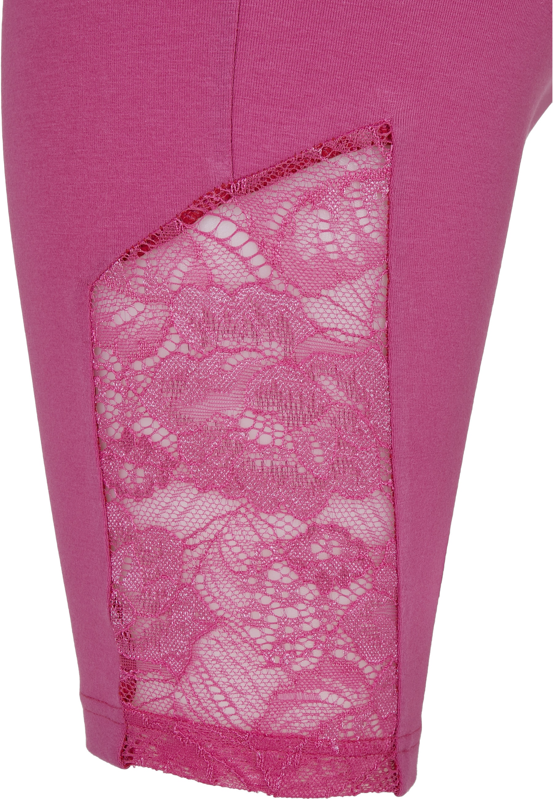 URBAN CLASSICS Radlerhose »Urban Classics Damen Ladies High Waist Lace Inset Cycle Shorts«