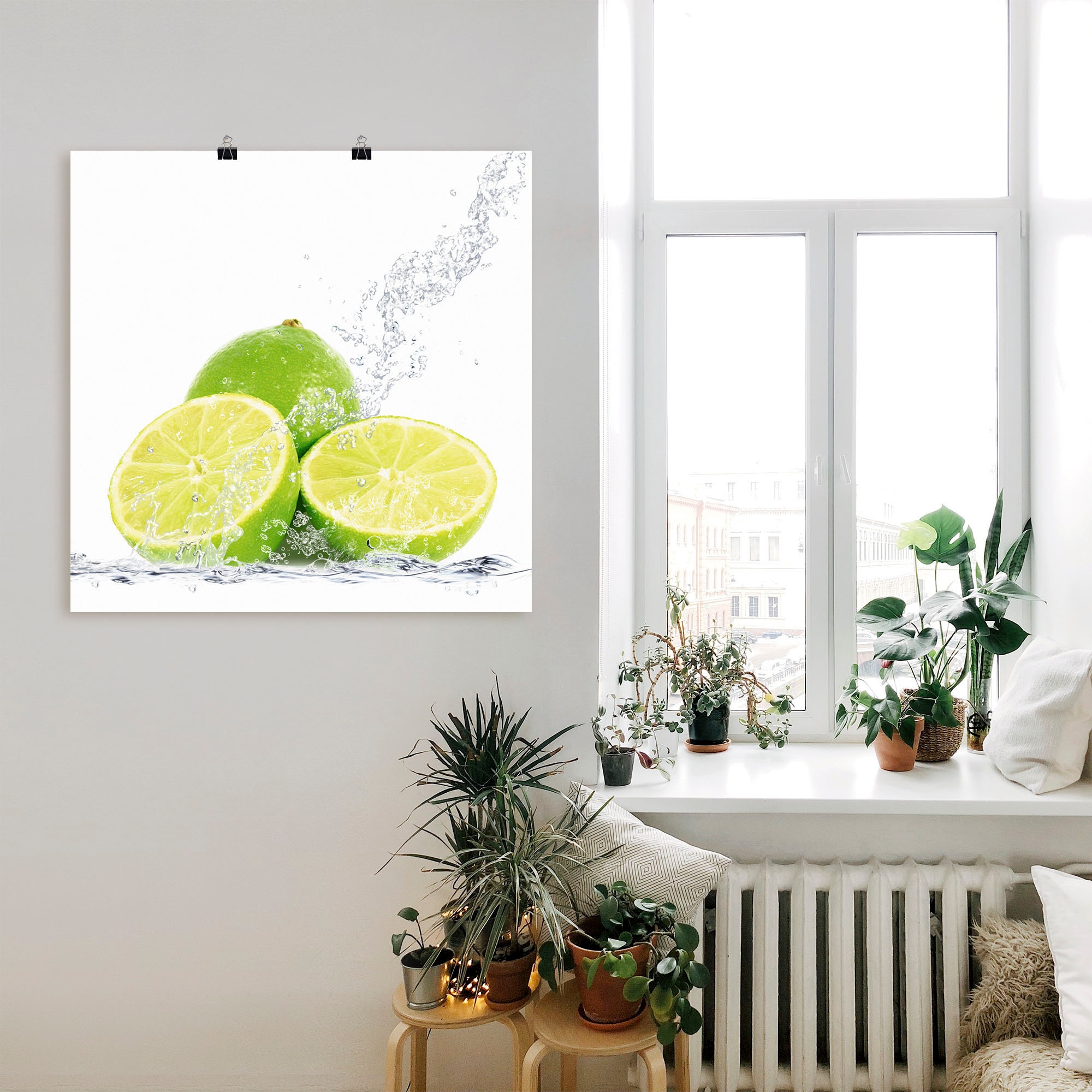 Artland Wandbild »Limette mit Spritzwasser«, Lebensmittel, (1 St.), als Leinwandbild, Poster, Wandaufkleber in verschied. Größen