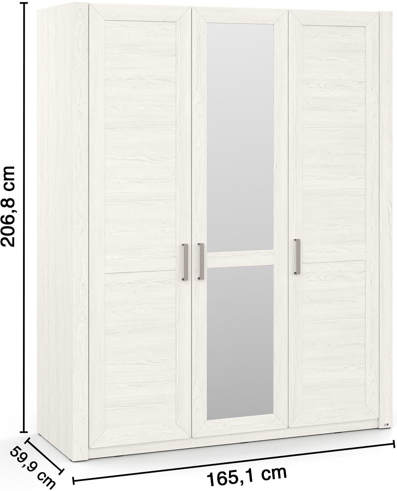 set one by Musterring Kleiderschrank »York Schlafen«, (1 St.), mit Holz- und Spiegeltüren,verschiedene Breiten, Höhe 207 x T 60 cm