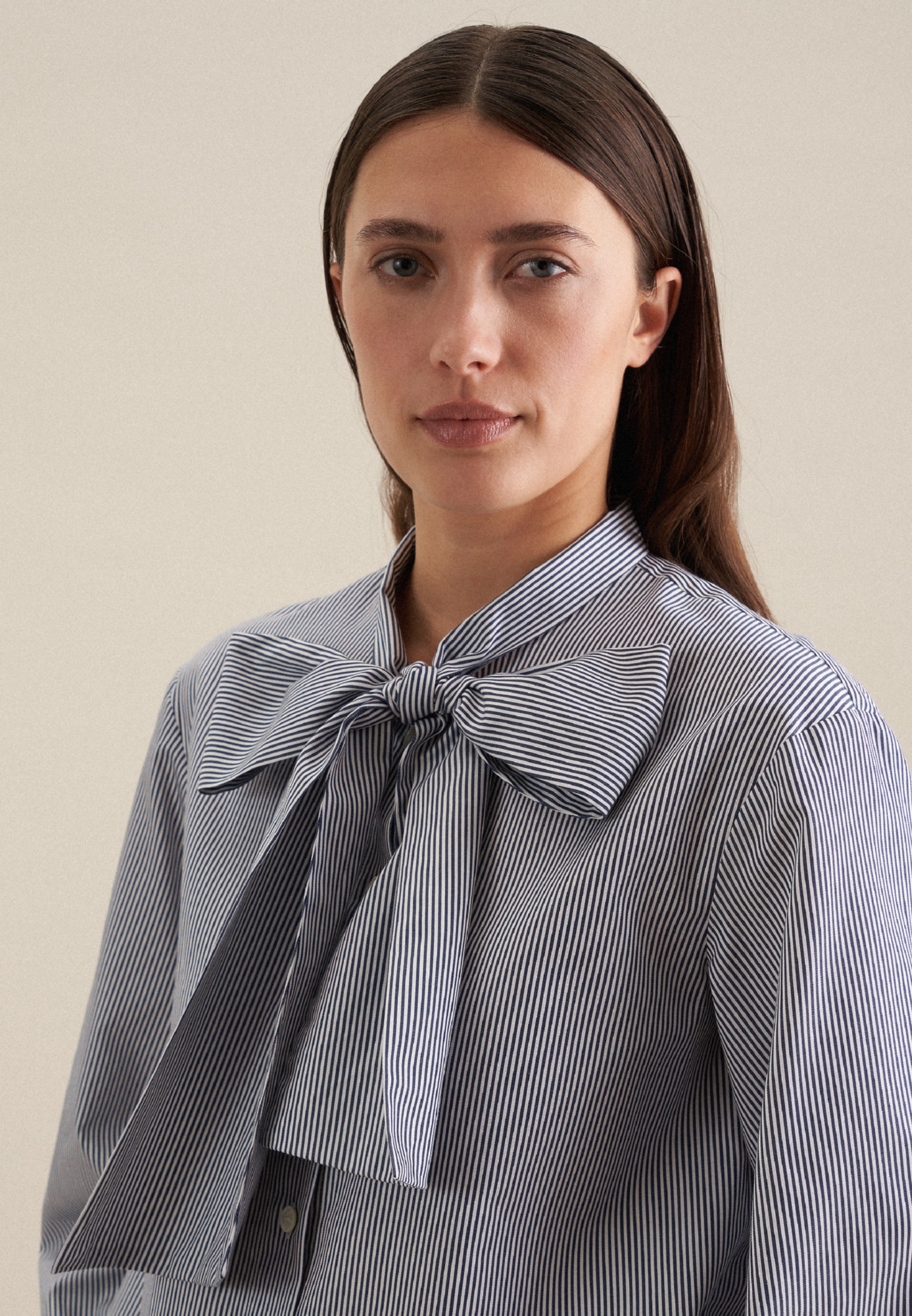 Thumbnail - seidensticker Schluppenbluse "Schwarze Rose" Langarm Schluppe Streifen