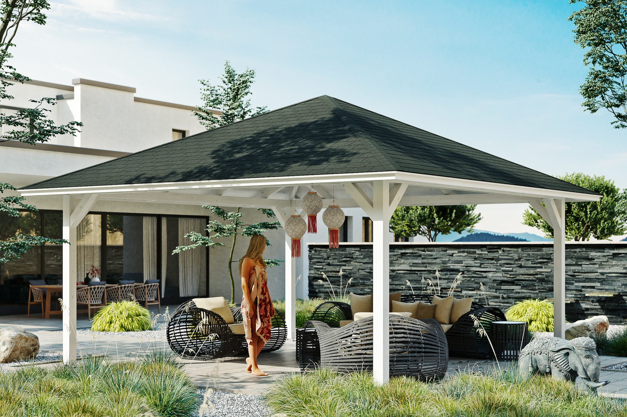 Skanholz Holzpavillon »Cannes 4«, Leimholz, 489 x 489 cm