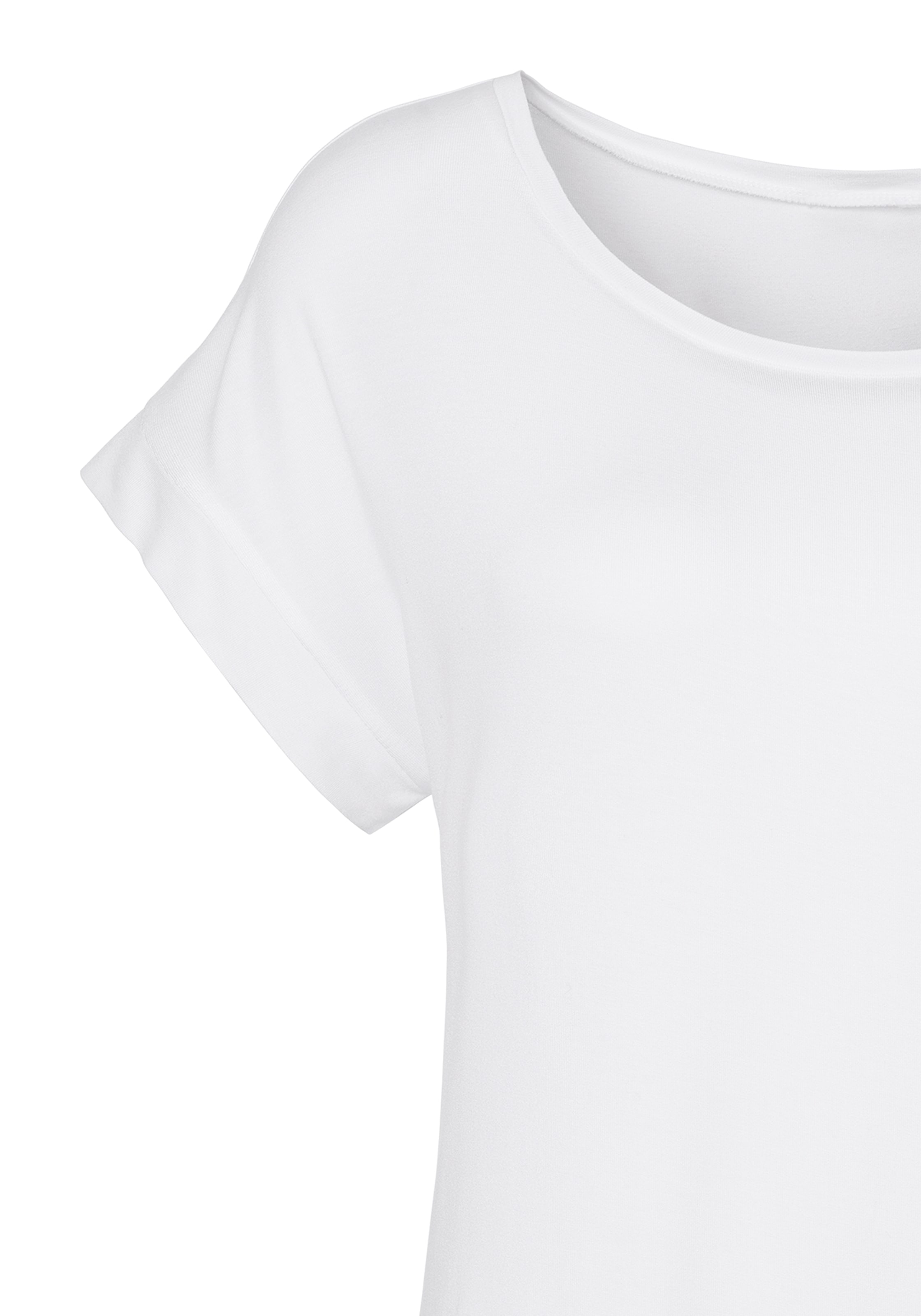 Vivance Kurzarmshirt »mit Gummizug im Bund«, (2er-Pack), aus weichem Viskose-Stretch