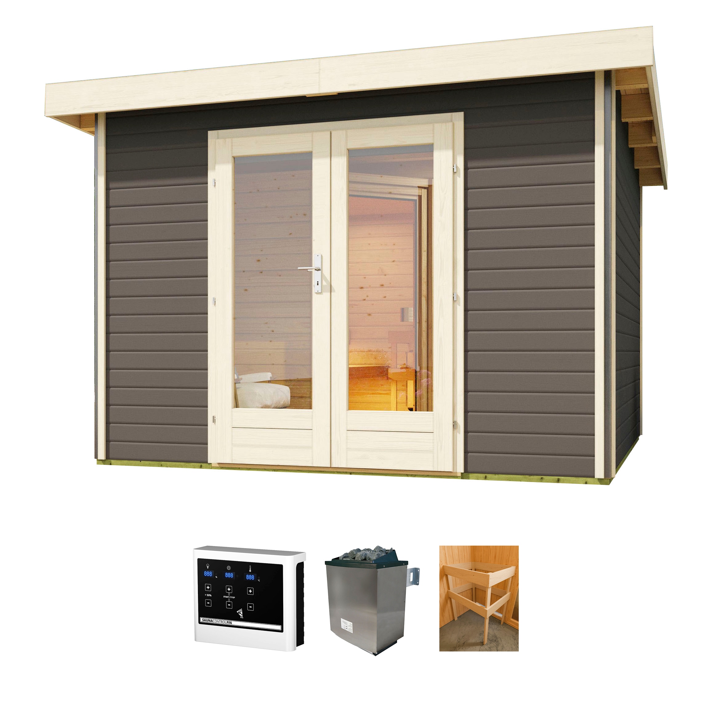 KONIFERA Saunahaus "Maiko 1 SET A" Ofen 9 KW externe Strg easy