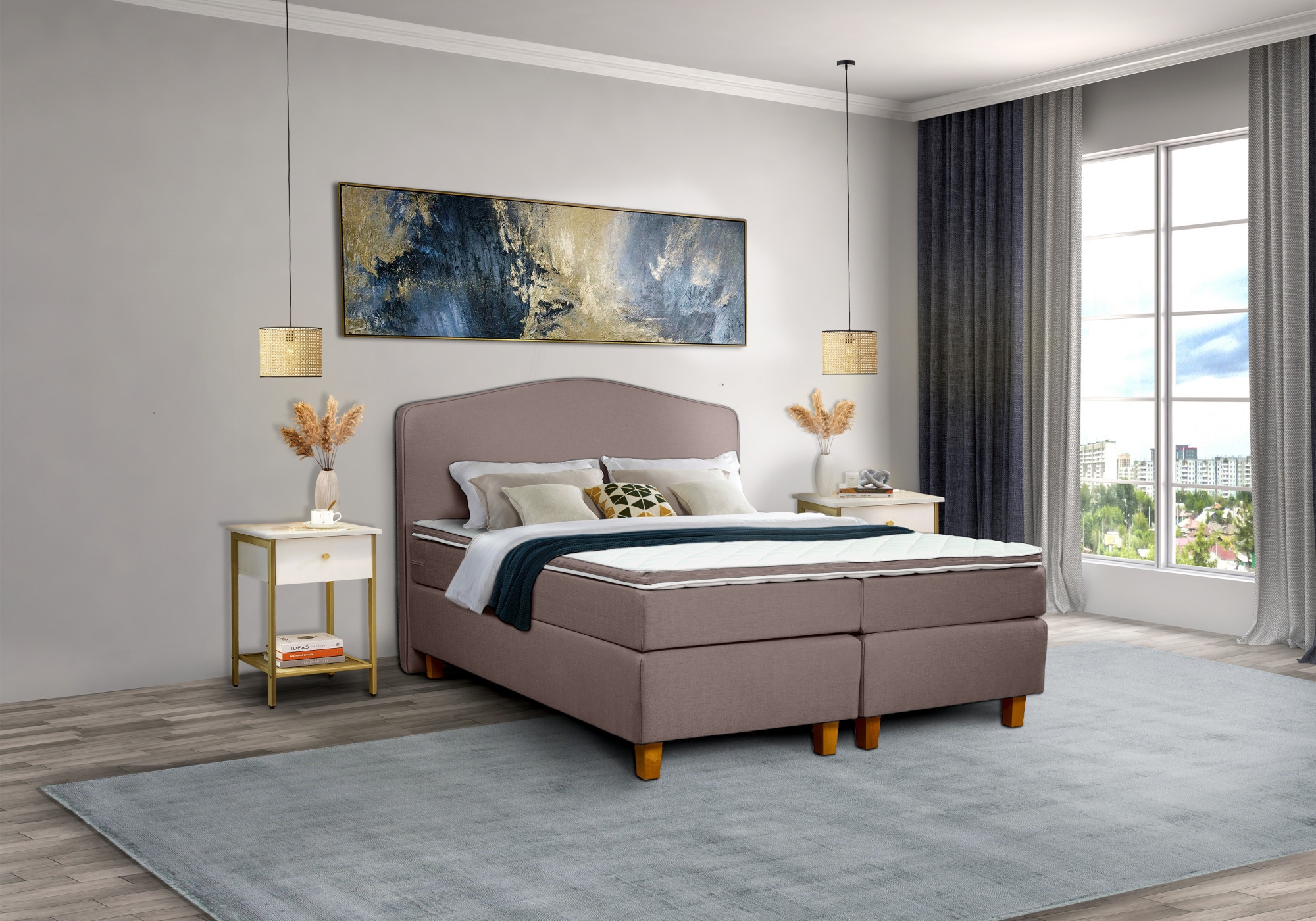 INOSIGN Boxspringbett »Jalma«, Füße aus massiver Birke ; Inkl. Topper
