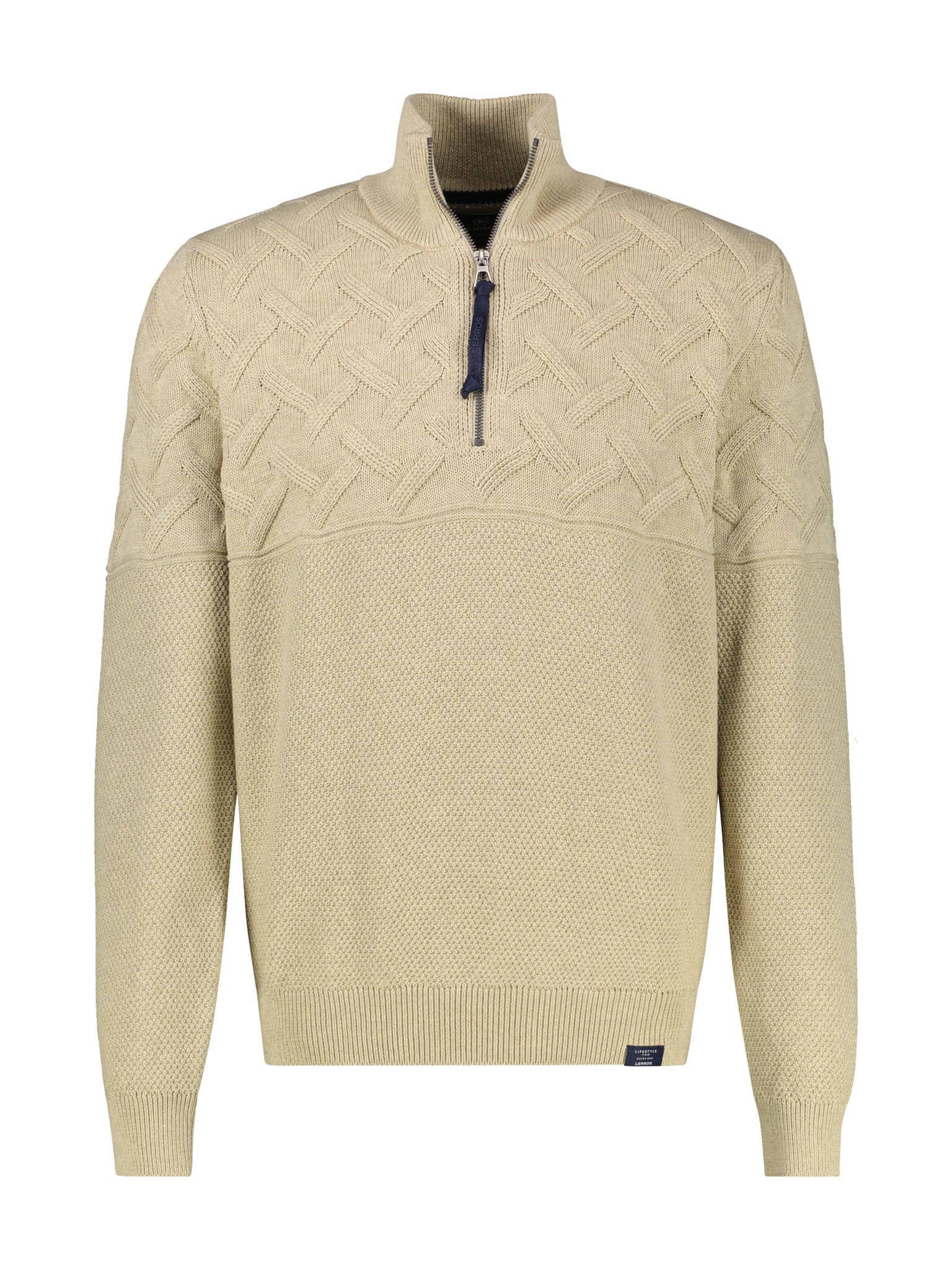 Thumbnail - LERROS Strickpullover mit Zipper und Stehkragen, Jacquard-Struktur