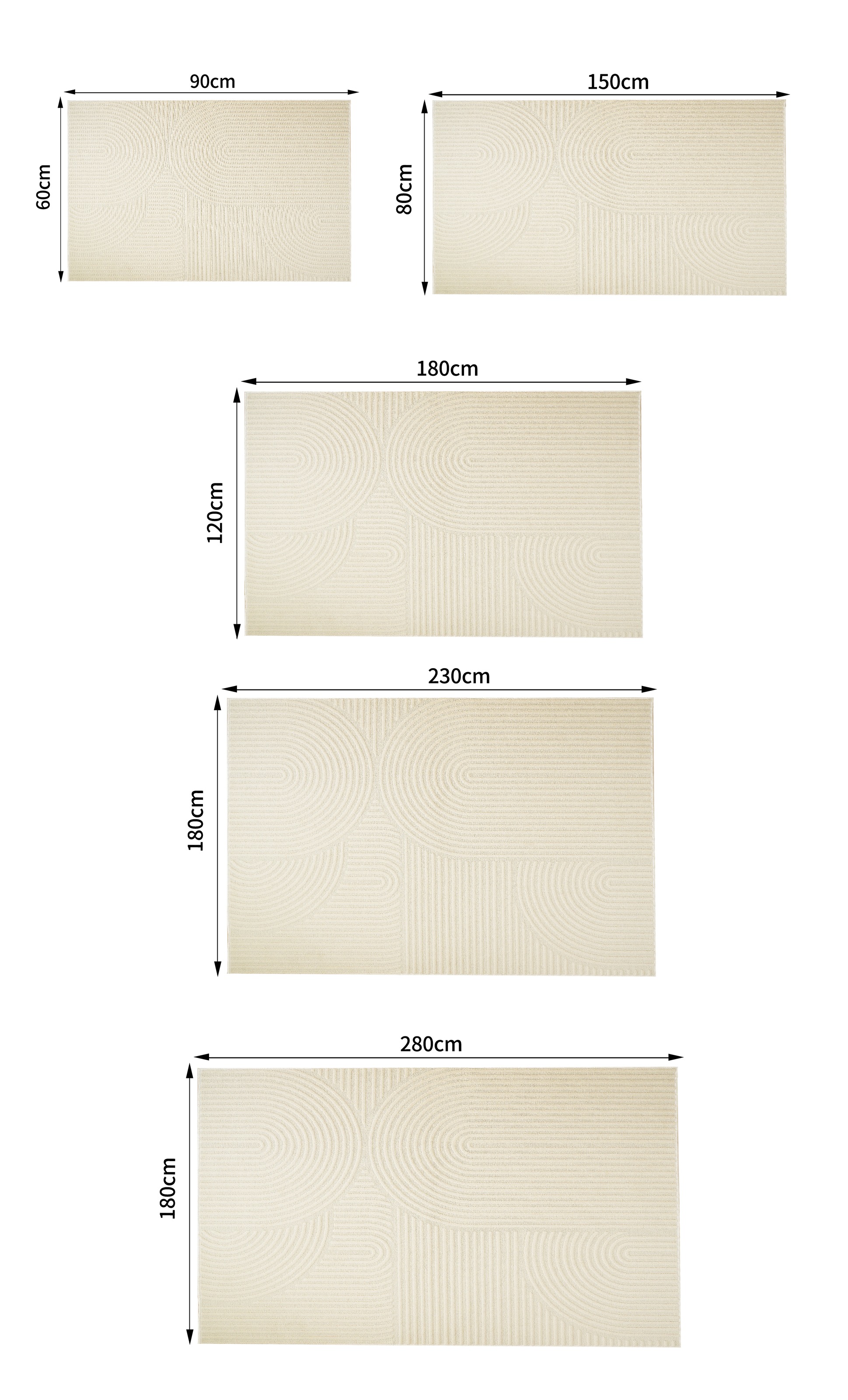 my home Teppich »Jola Hoch-Tief-Design, Scandi-Look, Zen«, rechteckig, 7 mm Höhe, Boho, Modern, 3D, Wohnzimmer, Schlafzimmer, wasserabweisend