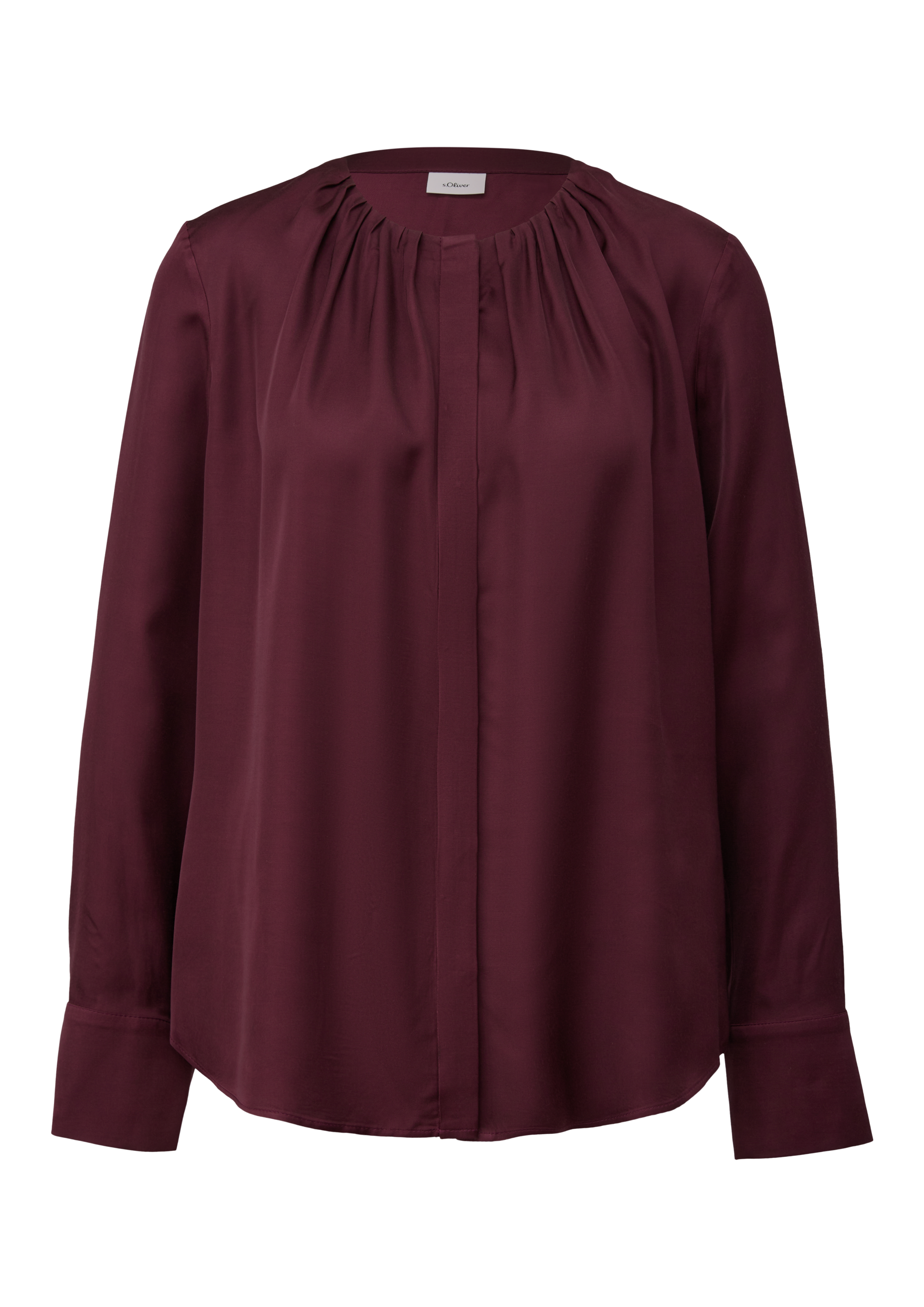 s.Oliver BLACK LABEL Langarmbluse mit gerafftem Ausschnitt