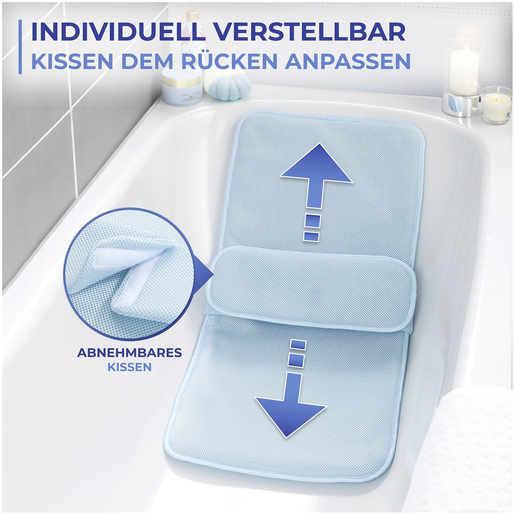 Maximex Badematte »Badewanneneinlage«, schnell trocknend, mit Kissen, aus druckentlastendem Polyester-3D-Mesh-Gewebe