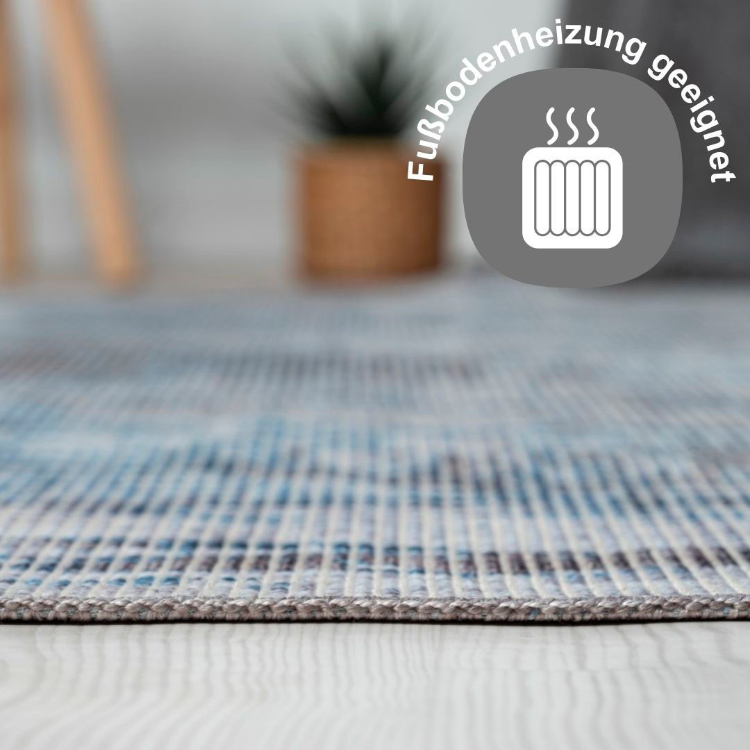 Myflair Möbel & Accessoires Teppich »Kollektion Avery«, rechteckig, 2 mm Höhe, Flachgewebe, waschbar bis 30 Grad, besonders weich durch Microfaser, ideal im Wohnzimmer, Schlafzimmer, Esszimmer & Küche, Indoor & Outdoor geeignet