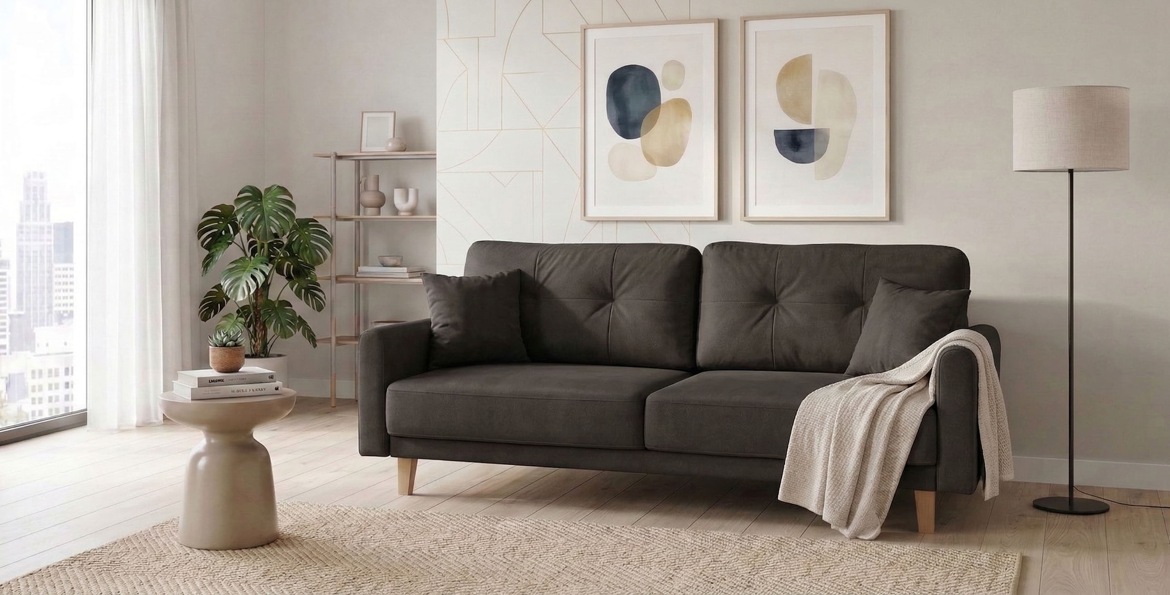 OTTO home 3-Sitzer "TRIPLO optionale Schlafsofa mit Bettkasten, Maße B/T/H: 215/100/89 cm" Wahlweise Bettfunktion - Liegefläche 145x191 cm, Rücken-, Zierkissen