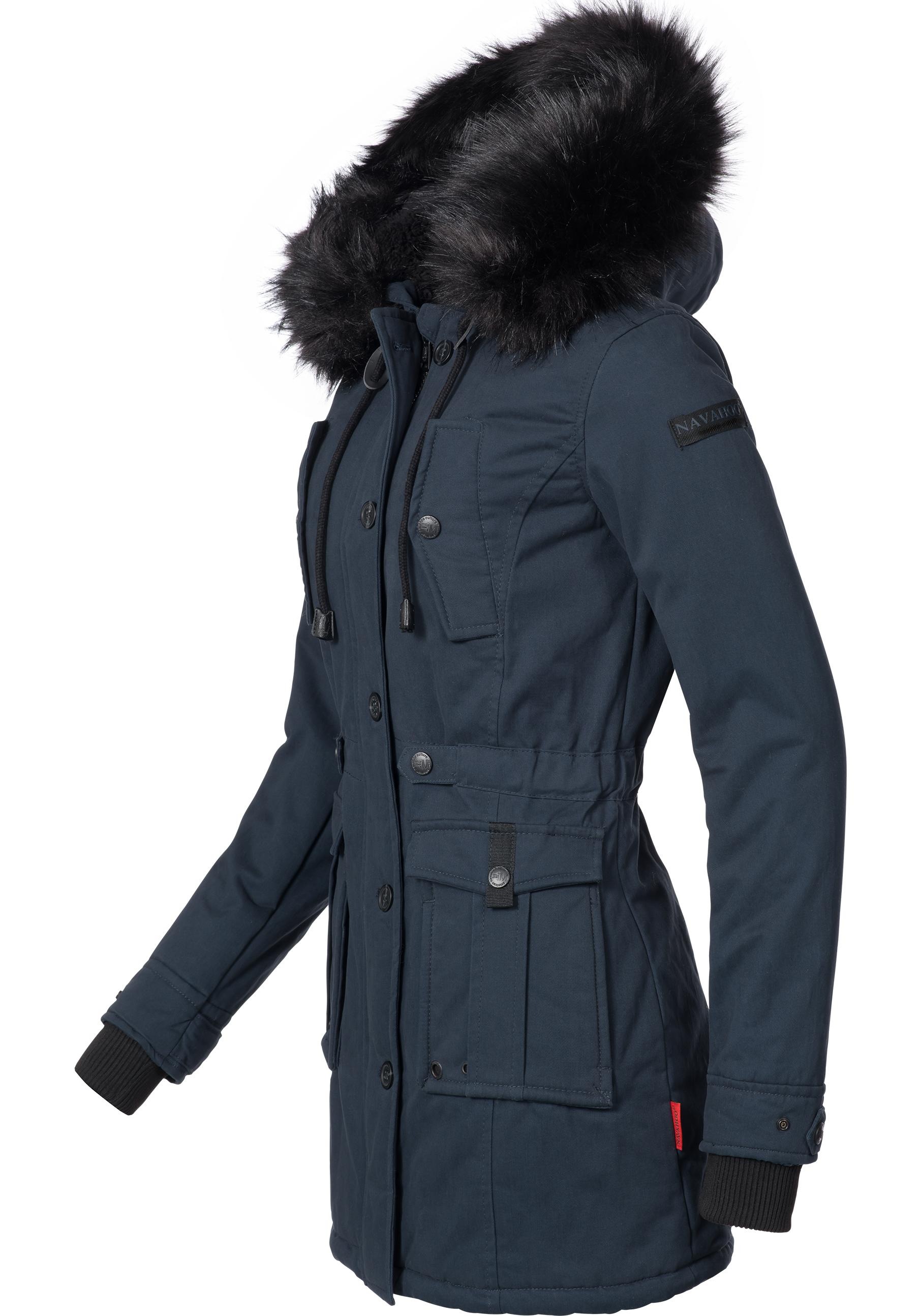 Navahoo Wintermantel »Luluna«, edler Baumwoll Parka mit Fellimitat