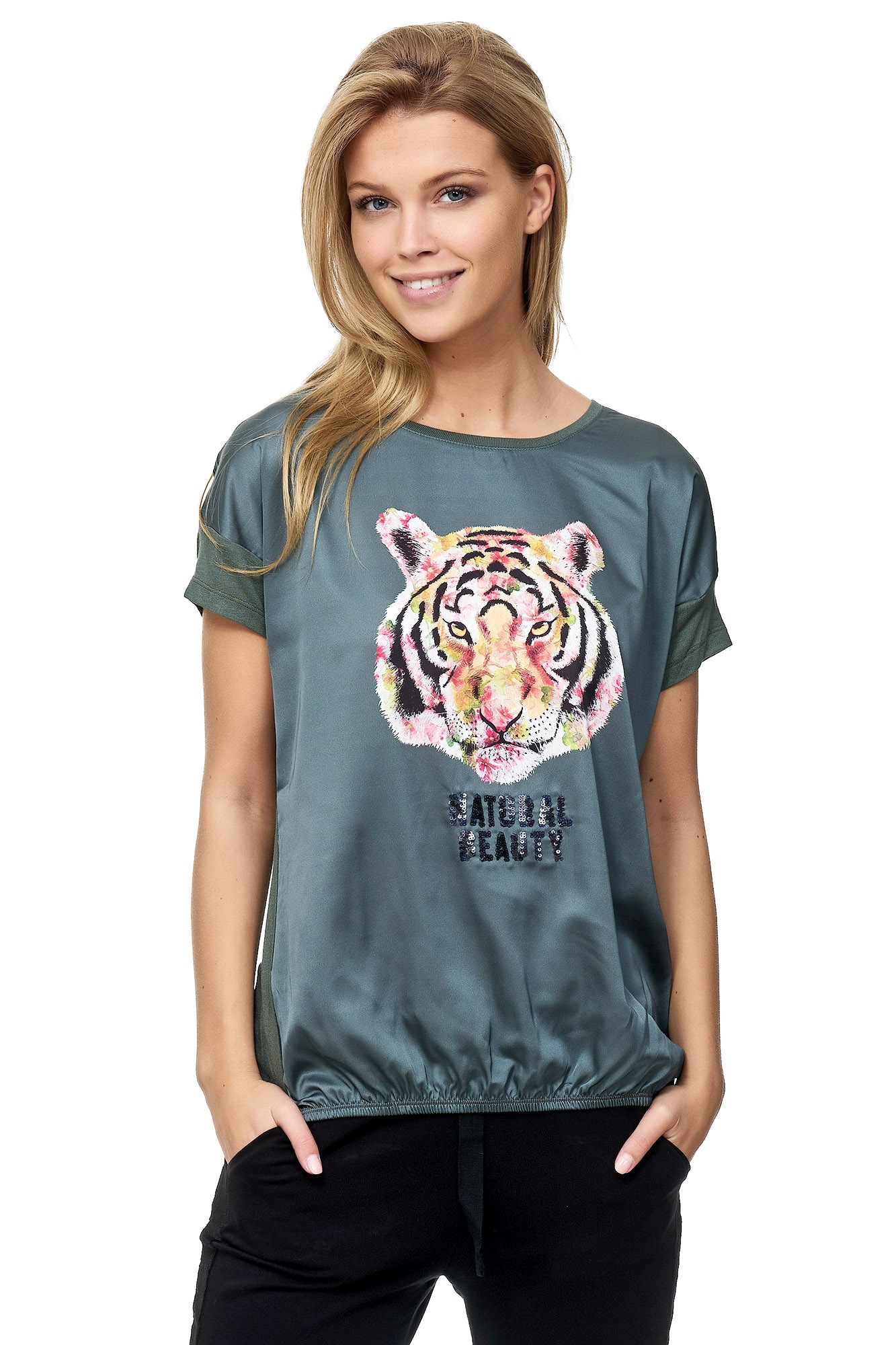 Decay T-Shirt, mit Aufdruck und Pailletten