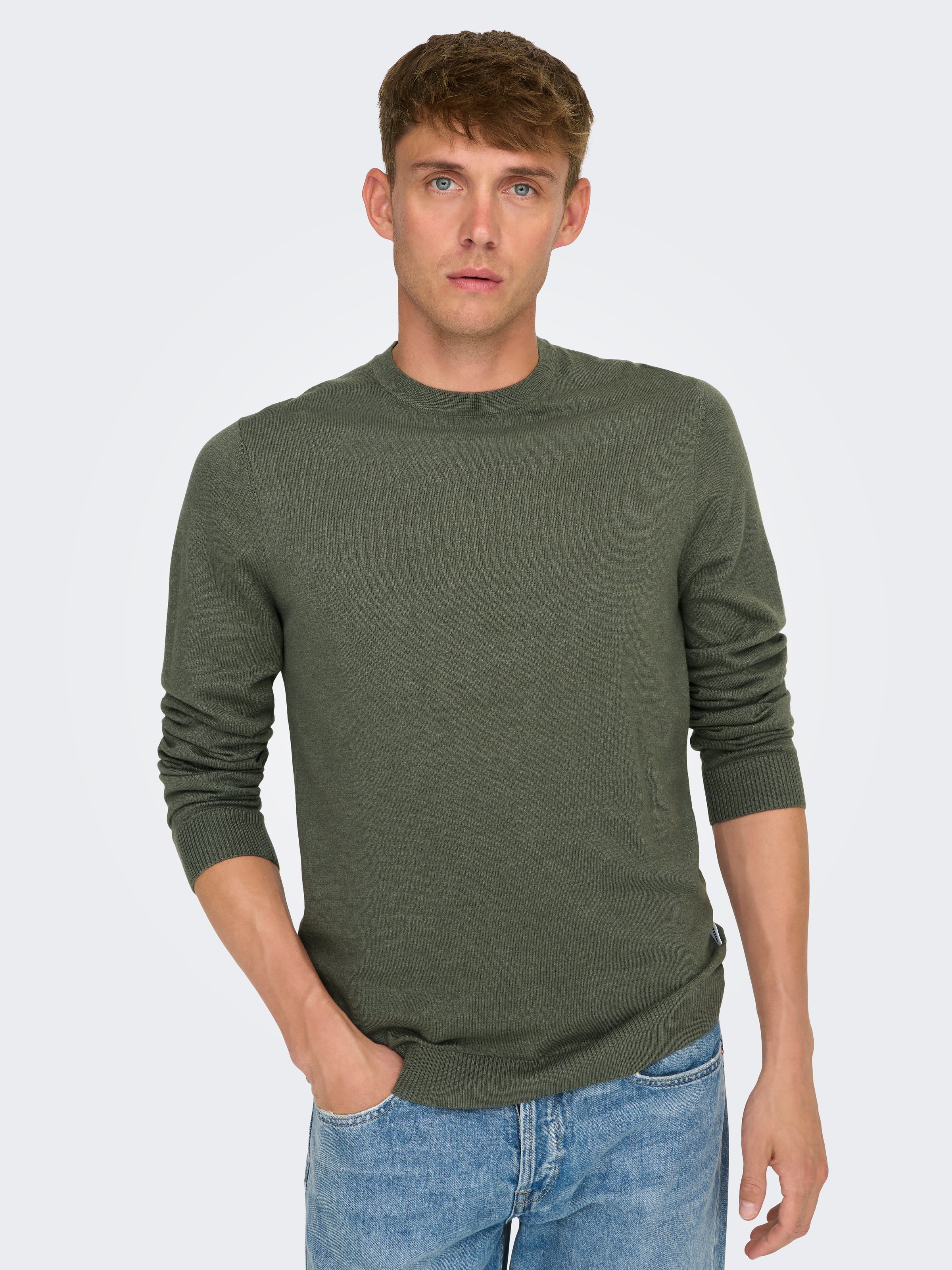 ONLY & SONS Strickpullover "ONSLOUI REG 12 MEL CREW KNIT NOOS" günstig online kaufen