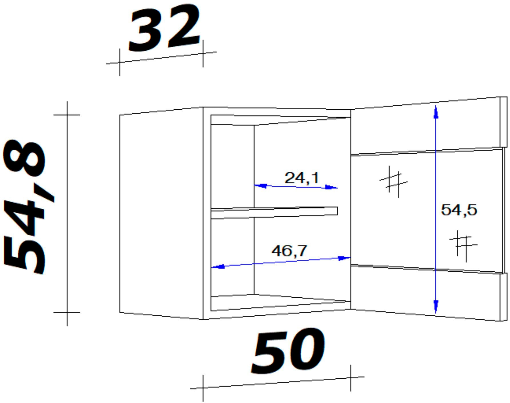 H Flex-Well 32 Stollenglastüren x (B mit cm, kaufen Glashängeschrank »Nepal«, x 54,8 x T) | x 50 BAUR