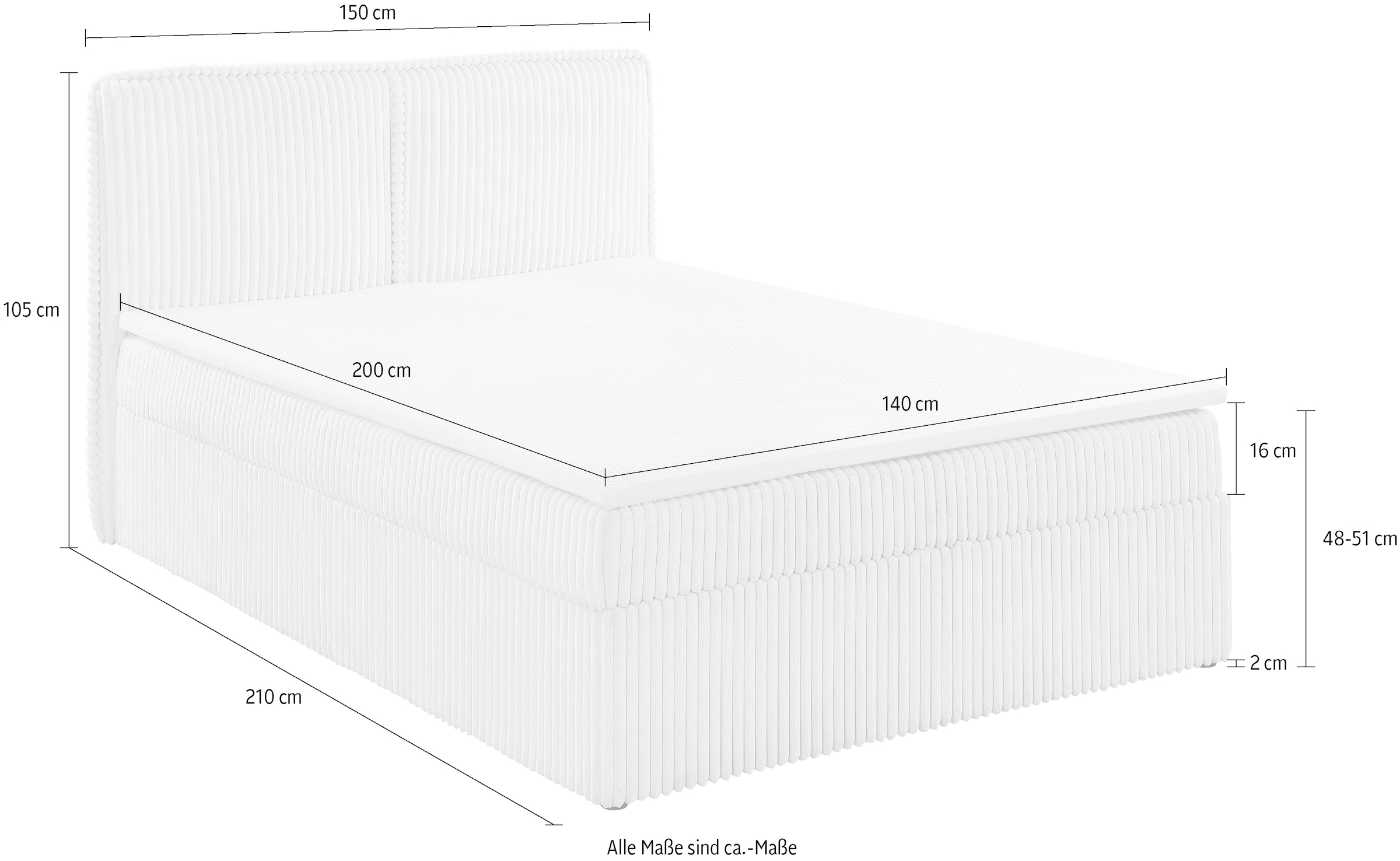 OTTO home Stauraumbett »TIFFANY« Stauraum- Boxbett mit Taschenfederkern Matratze (H3) inkl. Topper (H2)