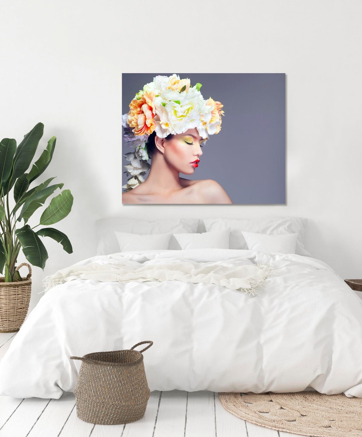 queence Acrylglasbild "Frau mit Blumenhut" Bilder von Frauen  Blumen  Fashi günstig online kaufen