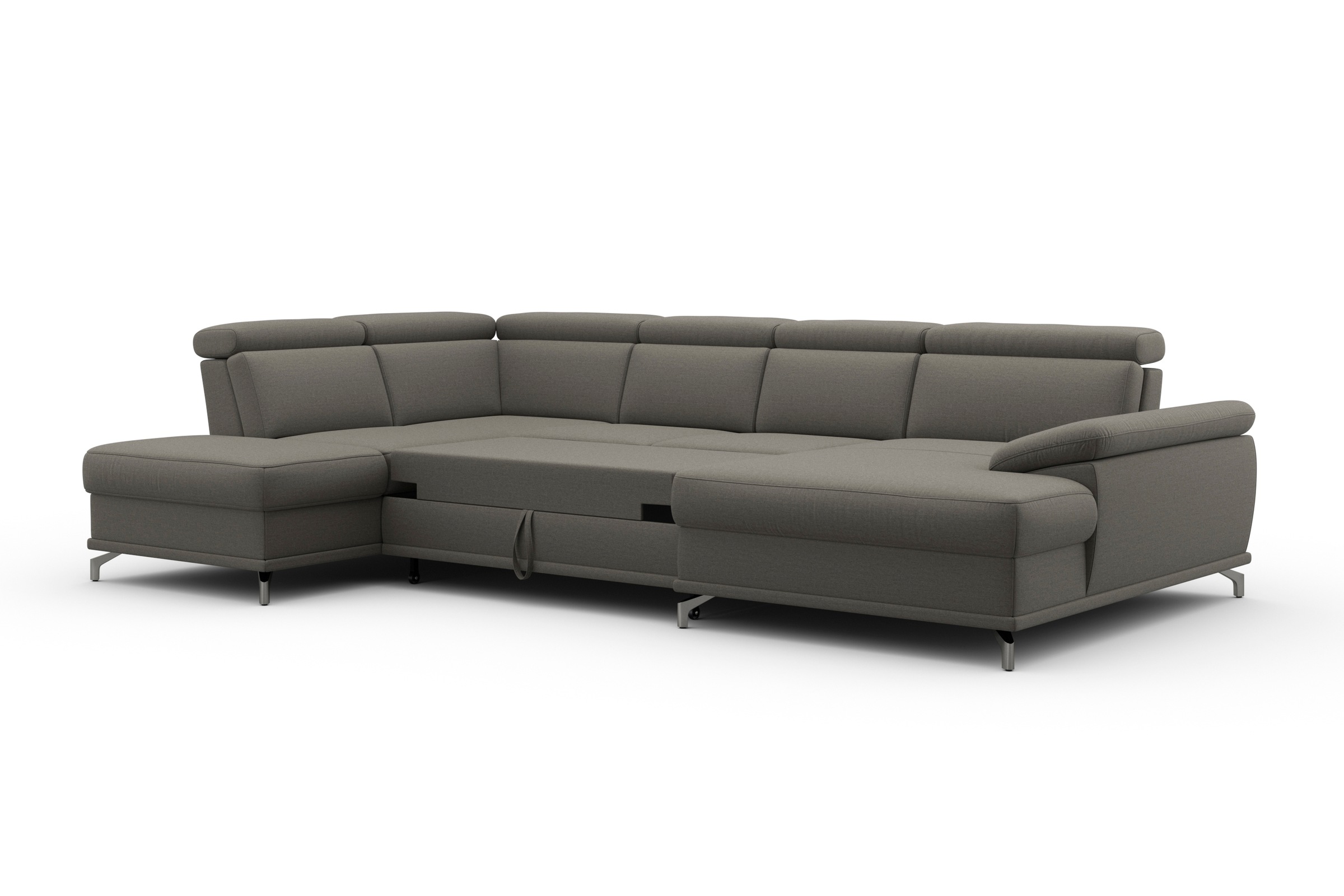 sit&more Wohnlandschaft »Cabrio U-Form, mit Sitztiefenverstellung, Arm- und Kopfteilverstellung«, 3 Nierenkissen, Federkern, optional Bettfunktion und Stauraum
