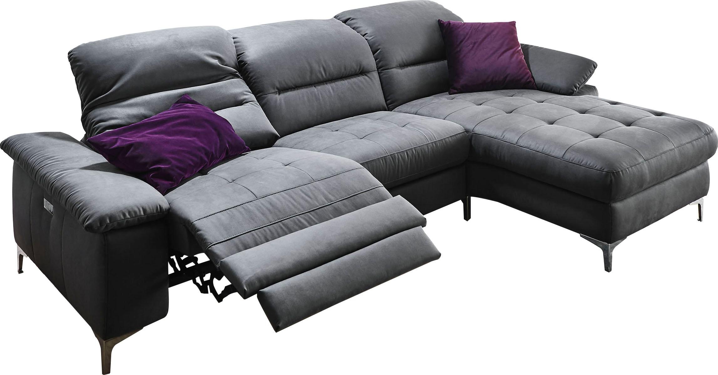 Places of Style Ecksofa »Basel L-Form«, mit vollmotorischer Relaxfunktion und motorischer Recamiere