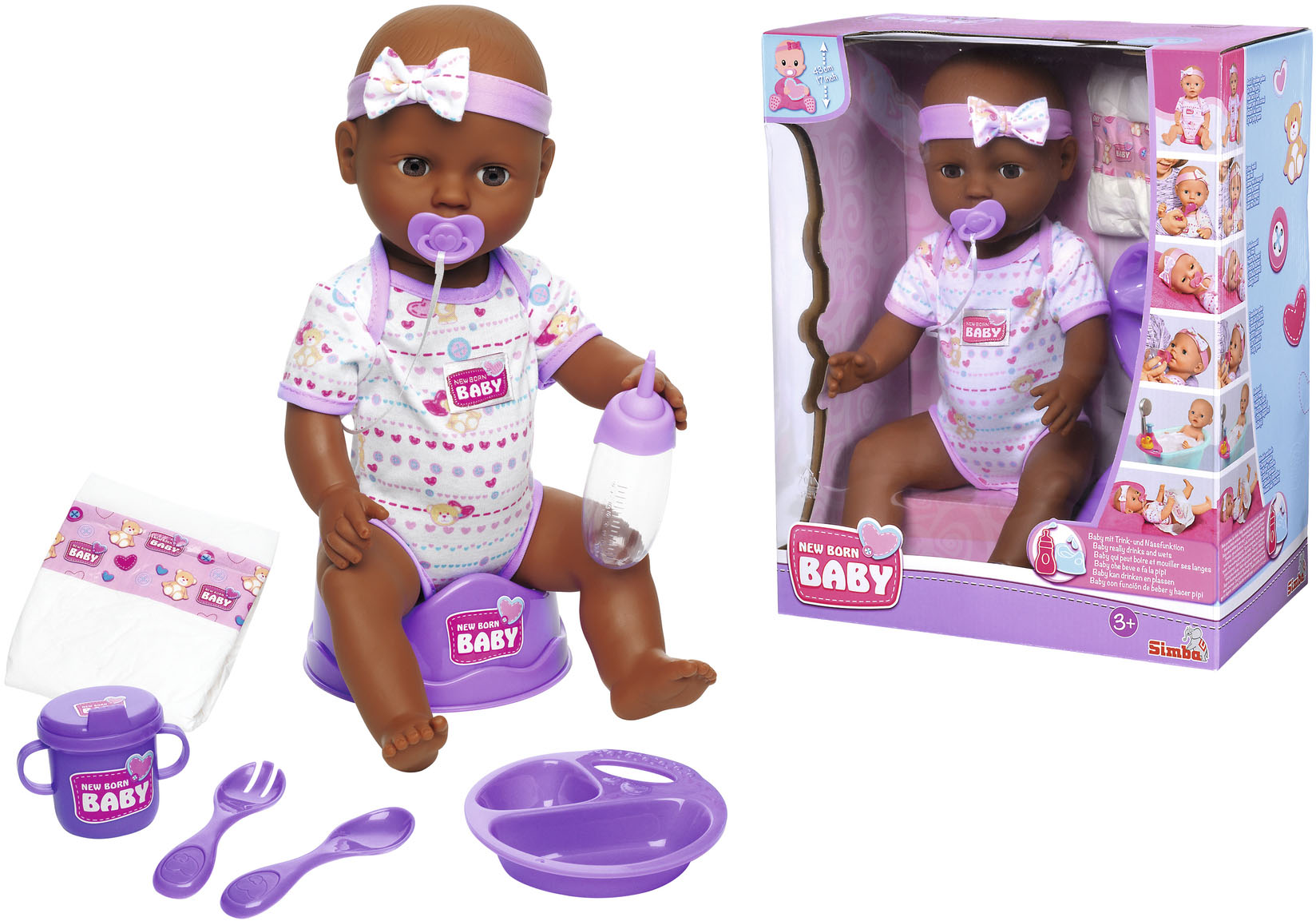 Babypuppe »New Born Baby«, (1 tlg.), Violettes Zubehör