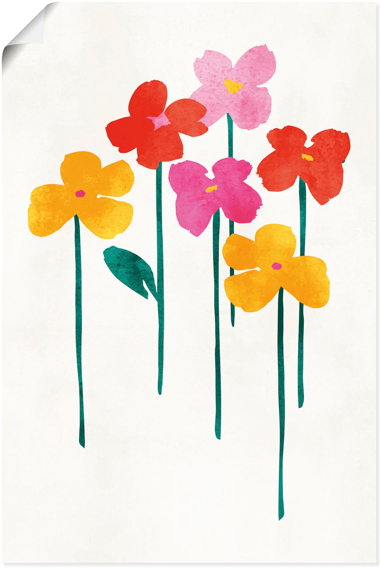 Wandbild »Kleine glückliche Blumen«, Blumenbilder, (1 St.), als Leinwandbild, Poster...