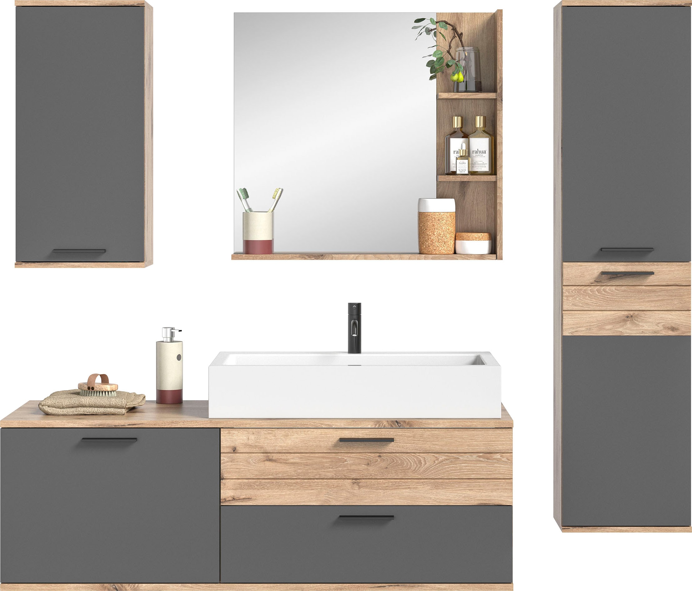 INOSIGN Badmöbel-Set "Riga, 4 teilig, inklusive Keramik-Aufsatzwaschbecken, günstig online kaufen