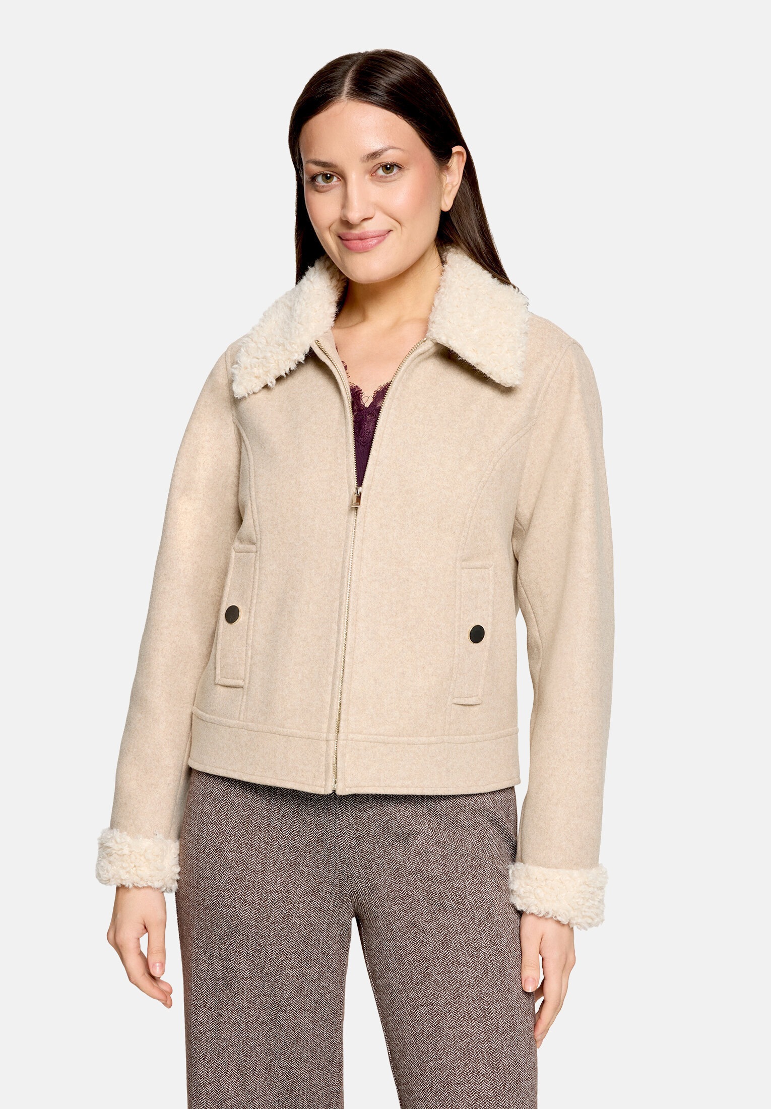 Cartoon Canvasjacke »Damen mit Kragen« ohne Kapuze