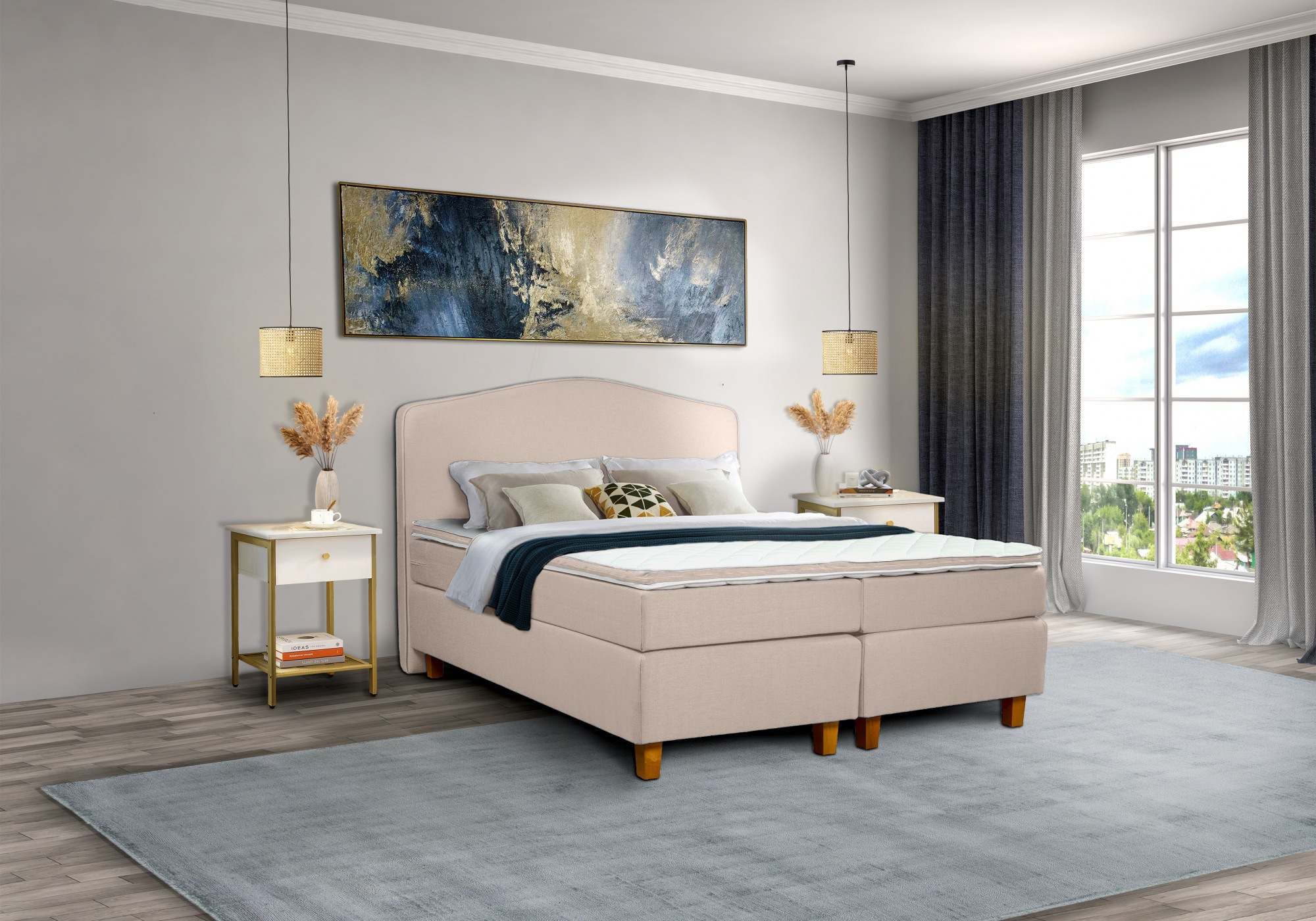 INOSIGN Boxspringbett »Jalma«, Füße aus massiver Birke ; Inkl. Topper