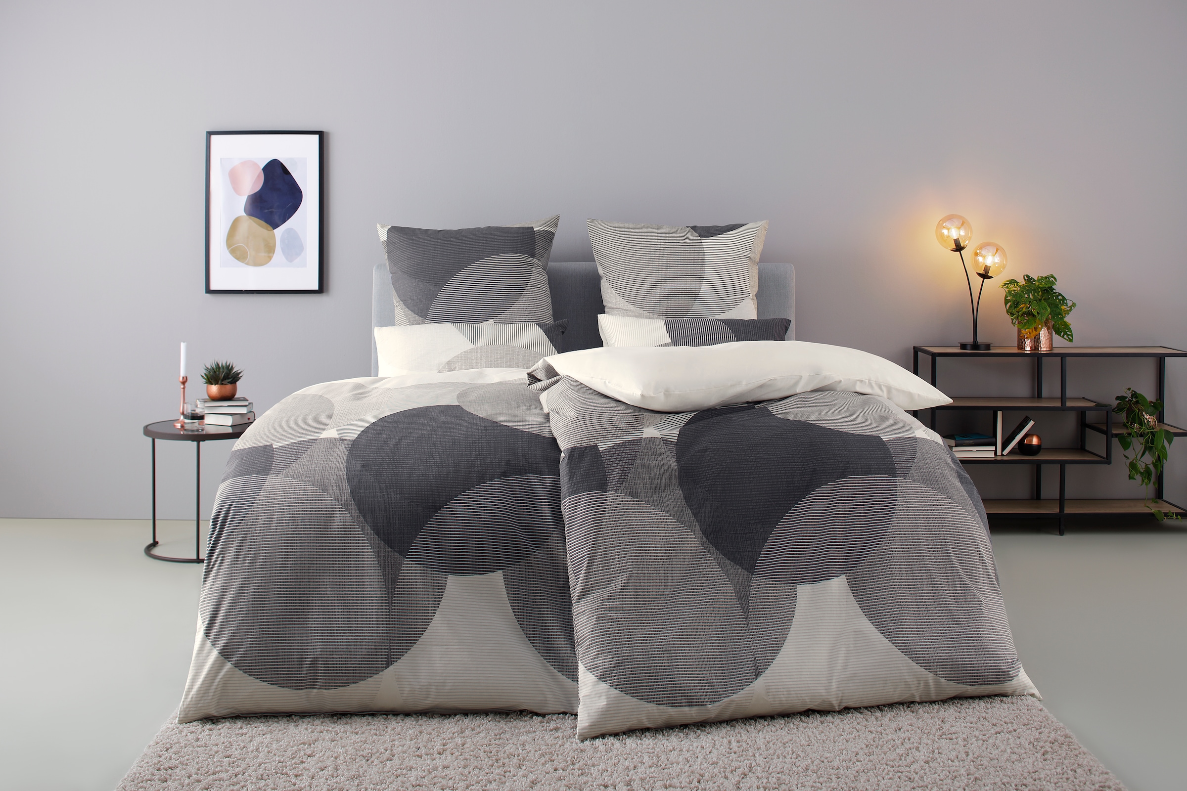 OTTO home Bettwäsche "Carla ab Gr. 135x200 cm und in drei Qualitäten" 2 100% Baumwolle, geometrisches Design, Kreise, Bierbaum by OTTO home