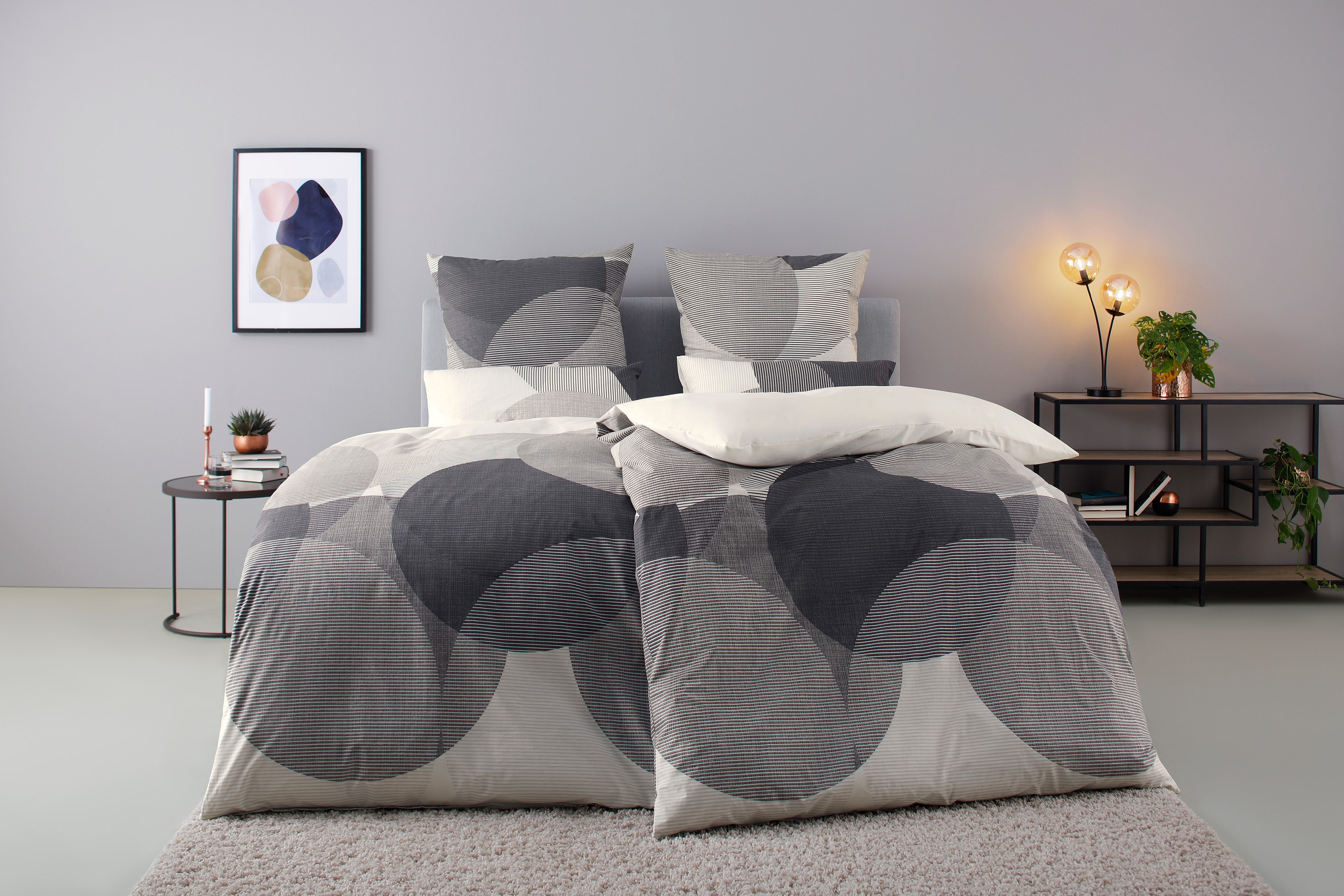 OTTO home Bettwäsche "Carla ab Gr. 135x200 cm und in drei Qualitäten" 2 Stk. 100% Baumwolle, geometrisches Design, Kreise, Bierbaum by OTTO home
