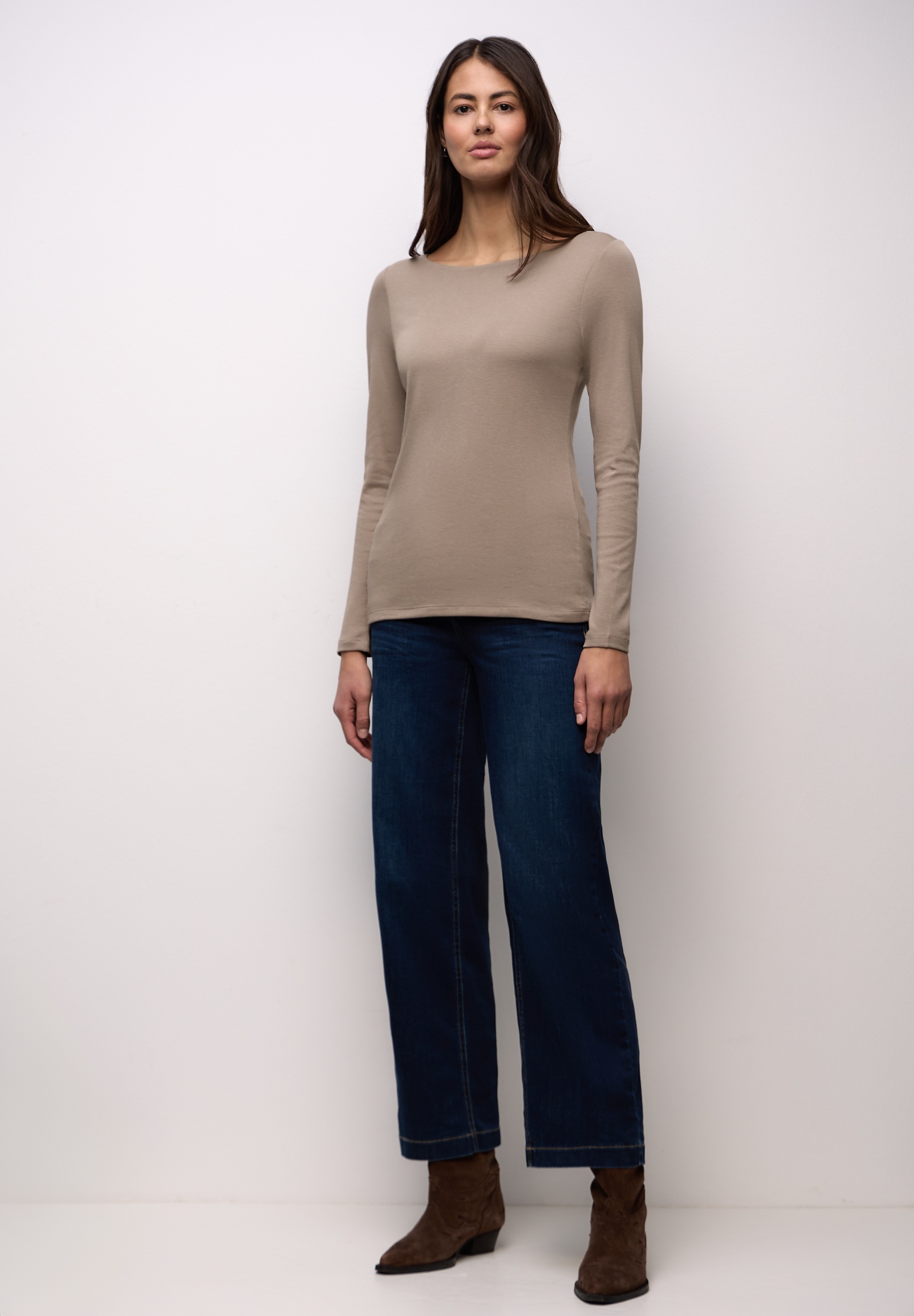 STREET ONE Langarmshirt in Unifarbe