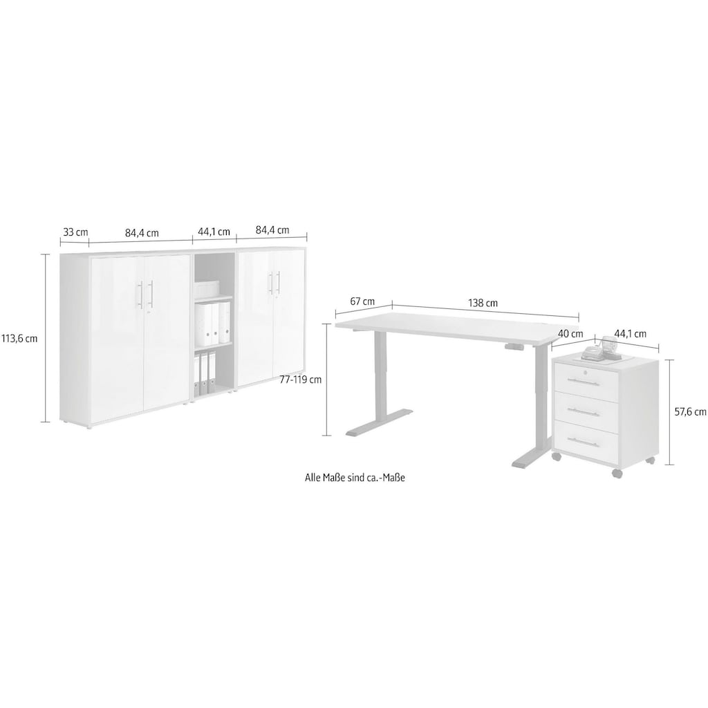 BMG Möbel Büromöbel-Set »Tabor«, (Set, 5 tlg.)