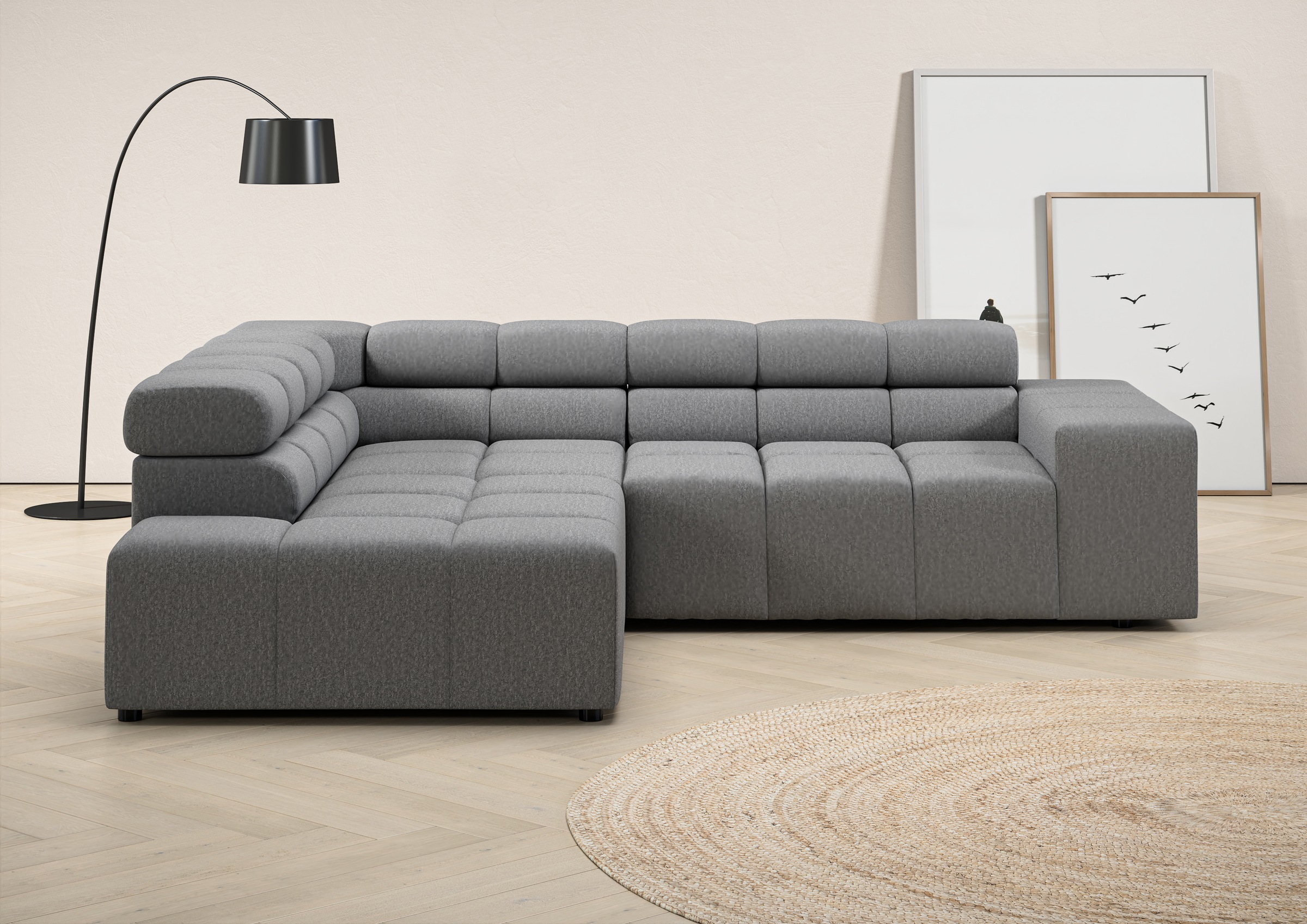 Home affaire Ecksofa "Ancona, Ecksofa, incl. Kopfteilverstellung, Breite 249 cm, L-Form" wahlweise motorische Sitztiefenverstellung, B/T(H: 249/215/70 cm