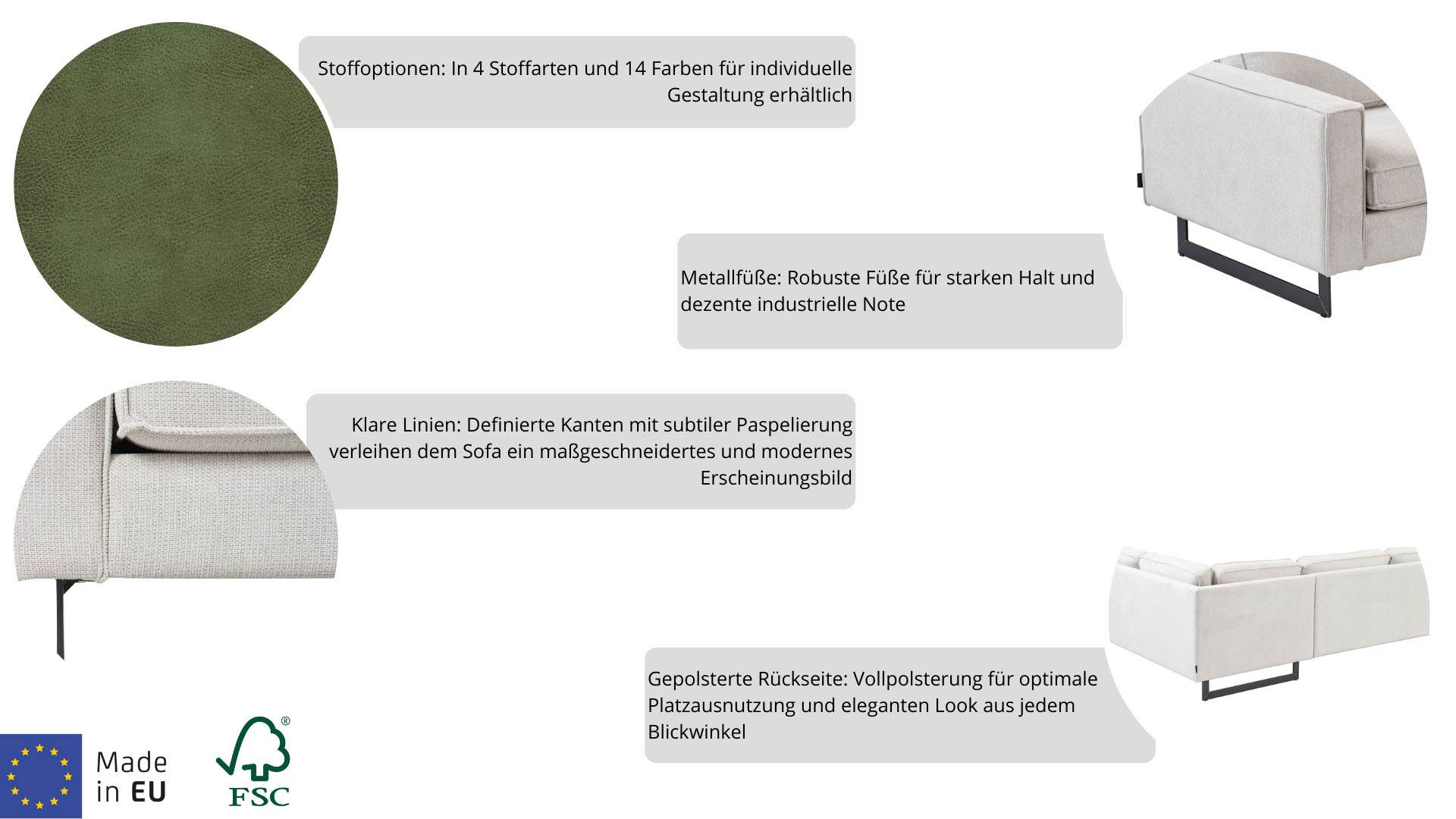 Thumbnail - Home affaire Loveseat "Pinto 105 cm, Cord, Chenille, Lederoptik" mit Keder, Metallfüßen und auch in Cord Bezug erhältlic...