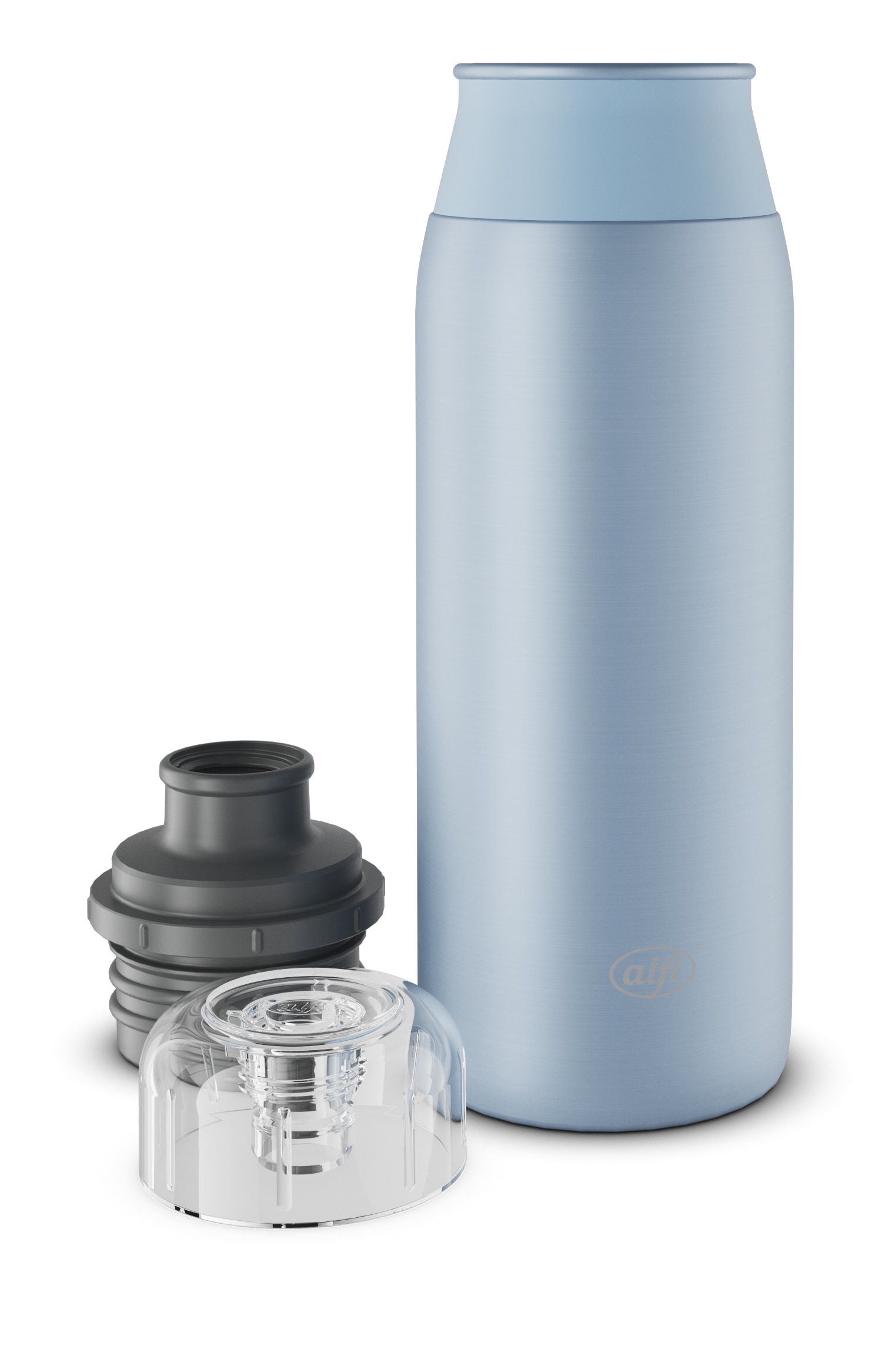 Alfi Trinkflasche »ELEMENT BOTTLE, Edelstahlkörper, spülmaschinenfest«, (1 tlg.), 0,6l, Free-Flow Trinksystem mit intuitivem Schraubverschluss