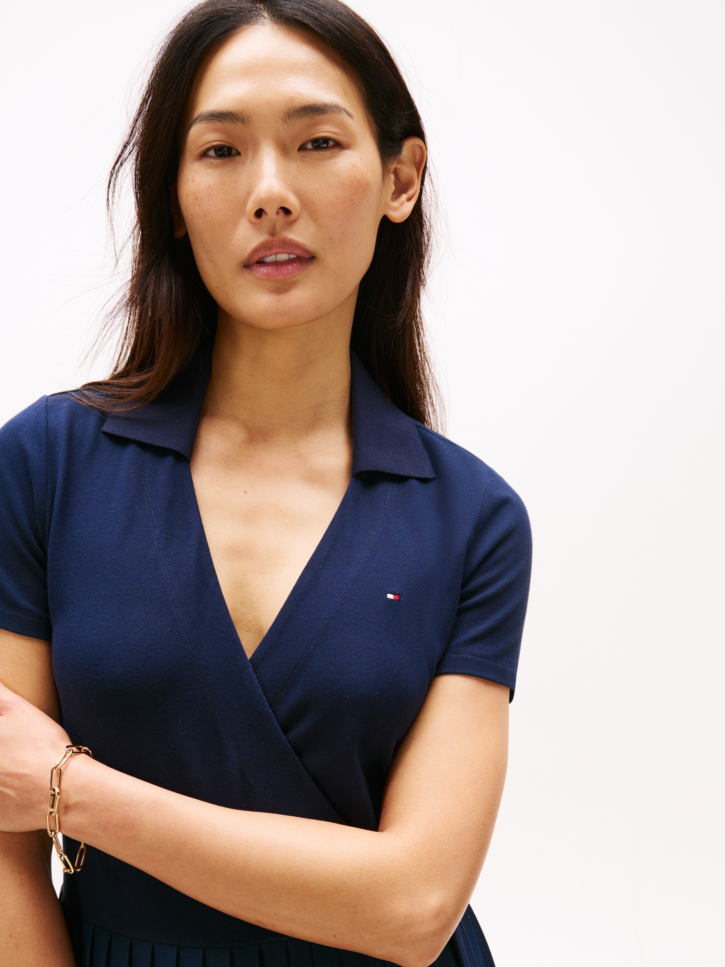 Tommy Hilfiger Wickelkleid "1985 PLEATED WRAP POLO DRS", mit Bundfalten günstig online kaufen