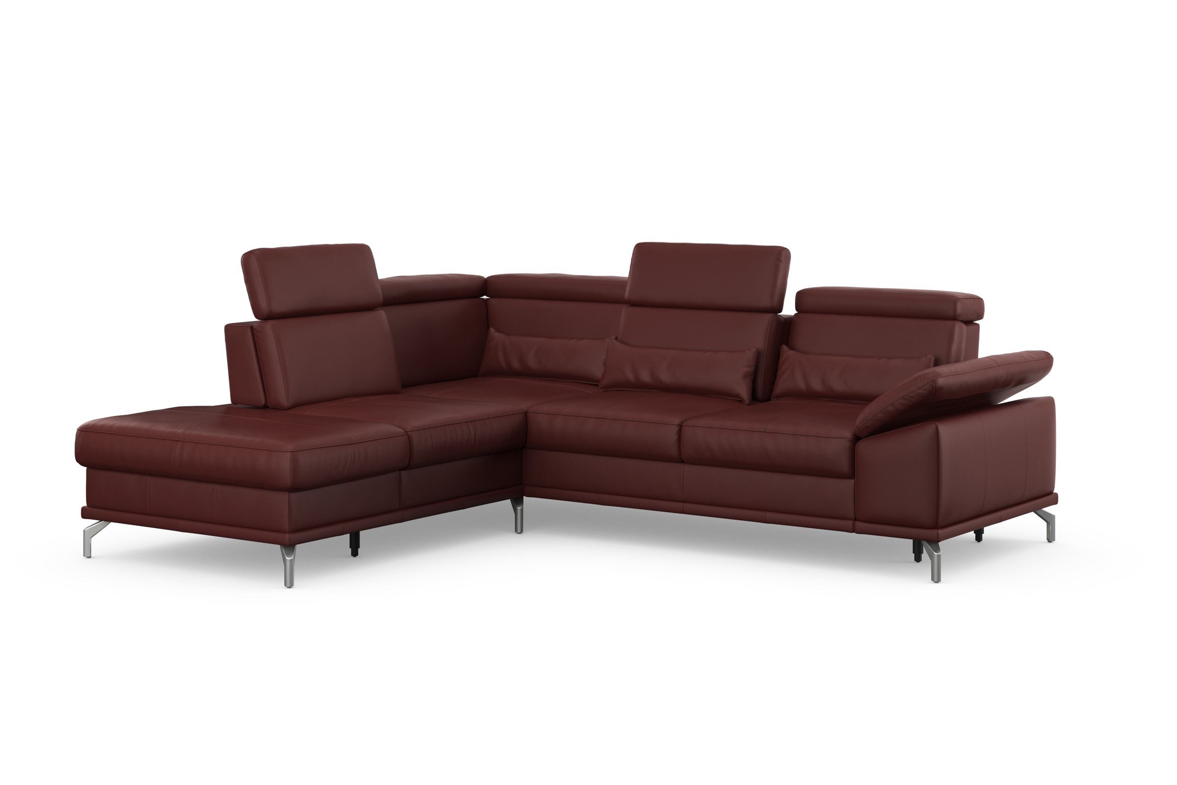 sit&more Ecksofa »Cabrio L-Form, mit Sitztiefenverstellung, Arm- und Kopfteilverstellung«, 3 Nierenkissen, Federkern, optional Bettfunktion und Stauraum