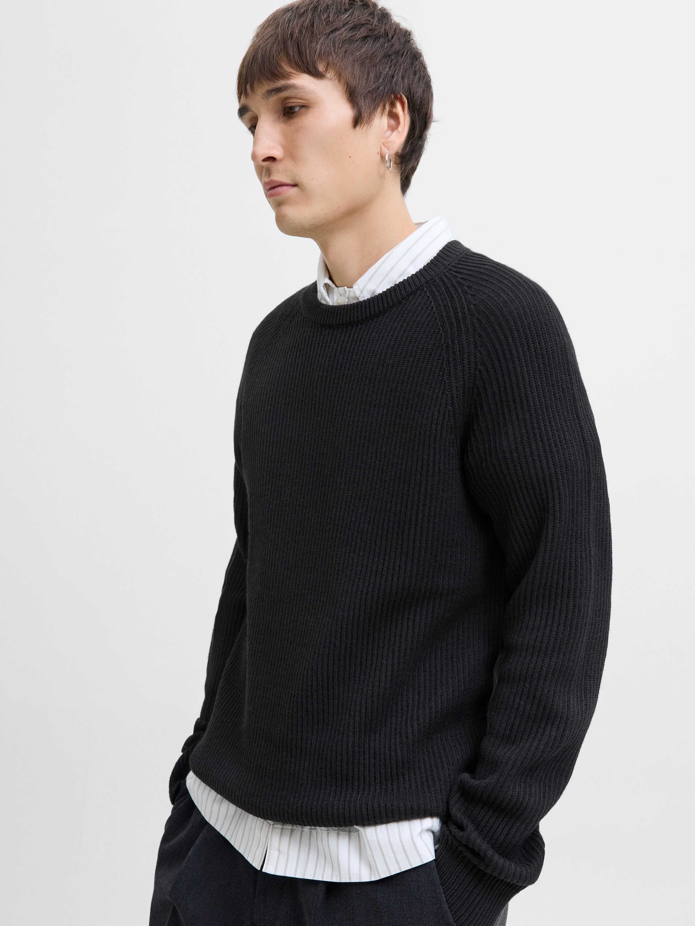 Jack & Jones Rundhalspullover "JJPANNEL KNIT CREW NECK AW25" günstig online kaufen