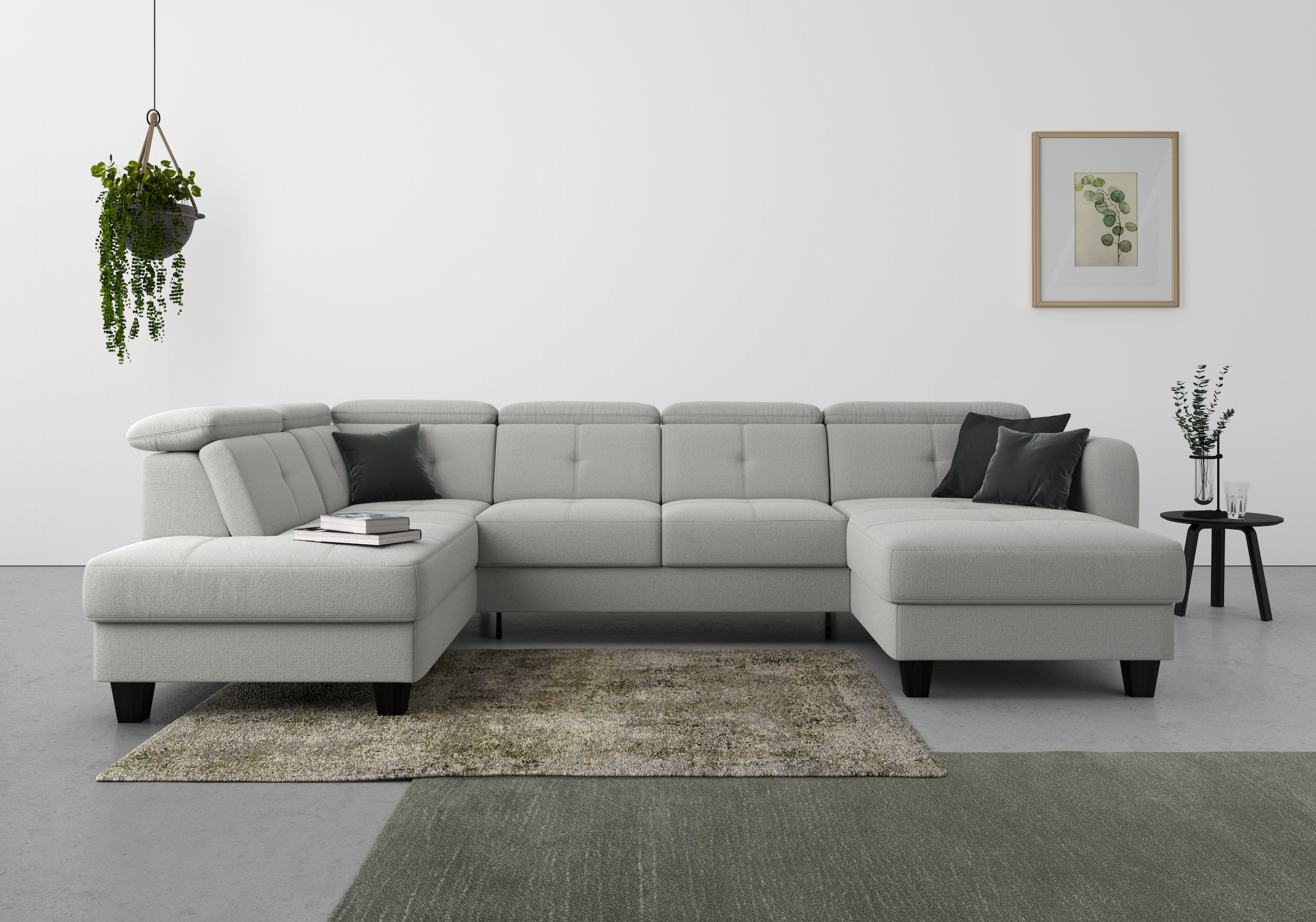 sit&more Wohnlandschaft "Belluci U-Form" Kopfteilverstellung und Federkern, wahlweise mit Schlaffunktion