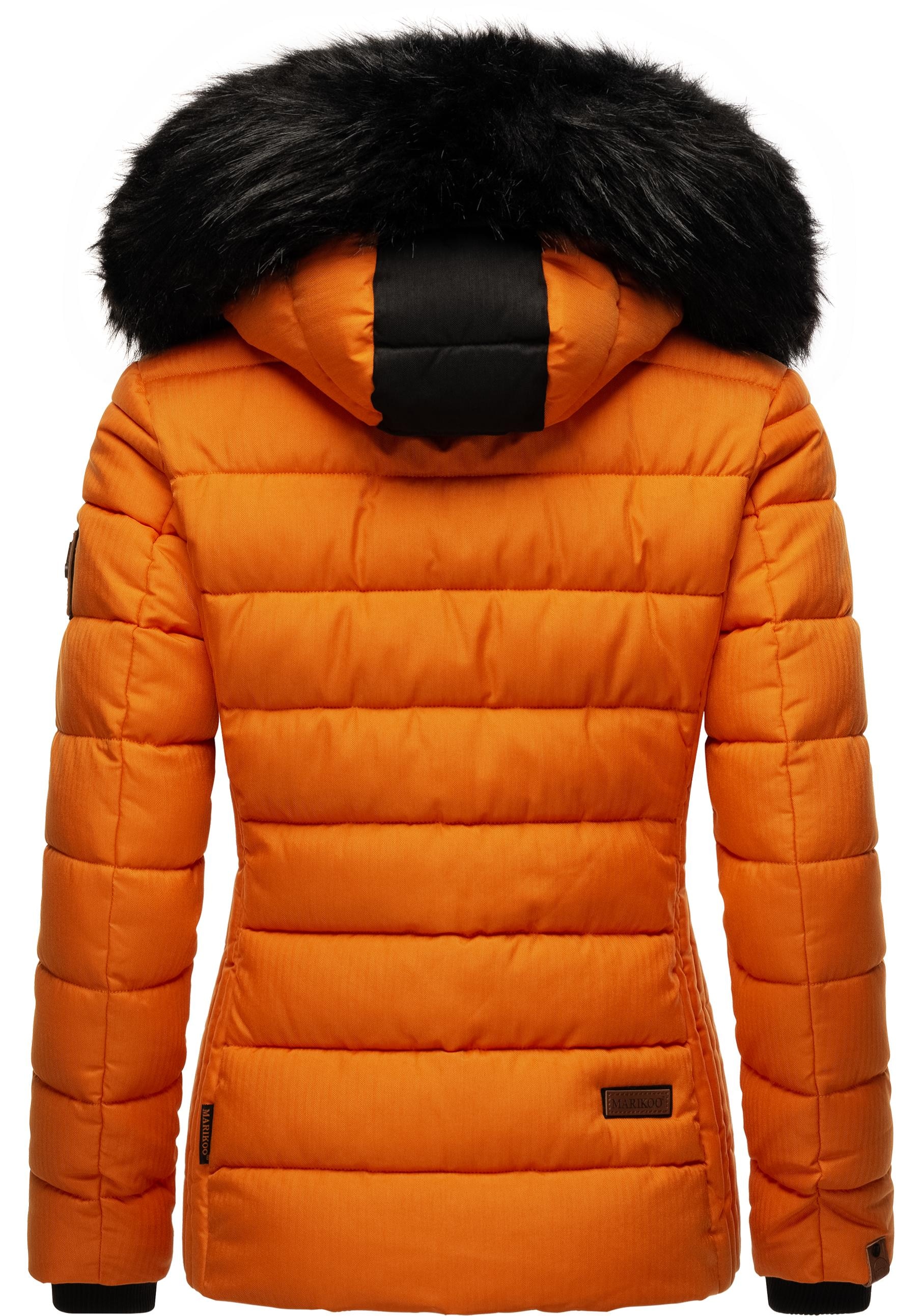 Marikoo Steppjacke »Unique«, mit Kapuze, modische Winterjacke mit Kunstpelz-Kapuze
