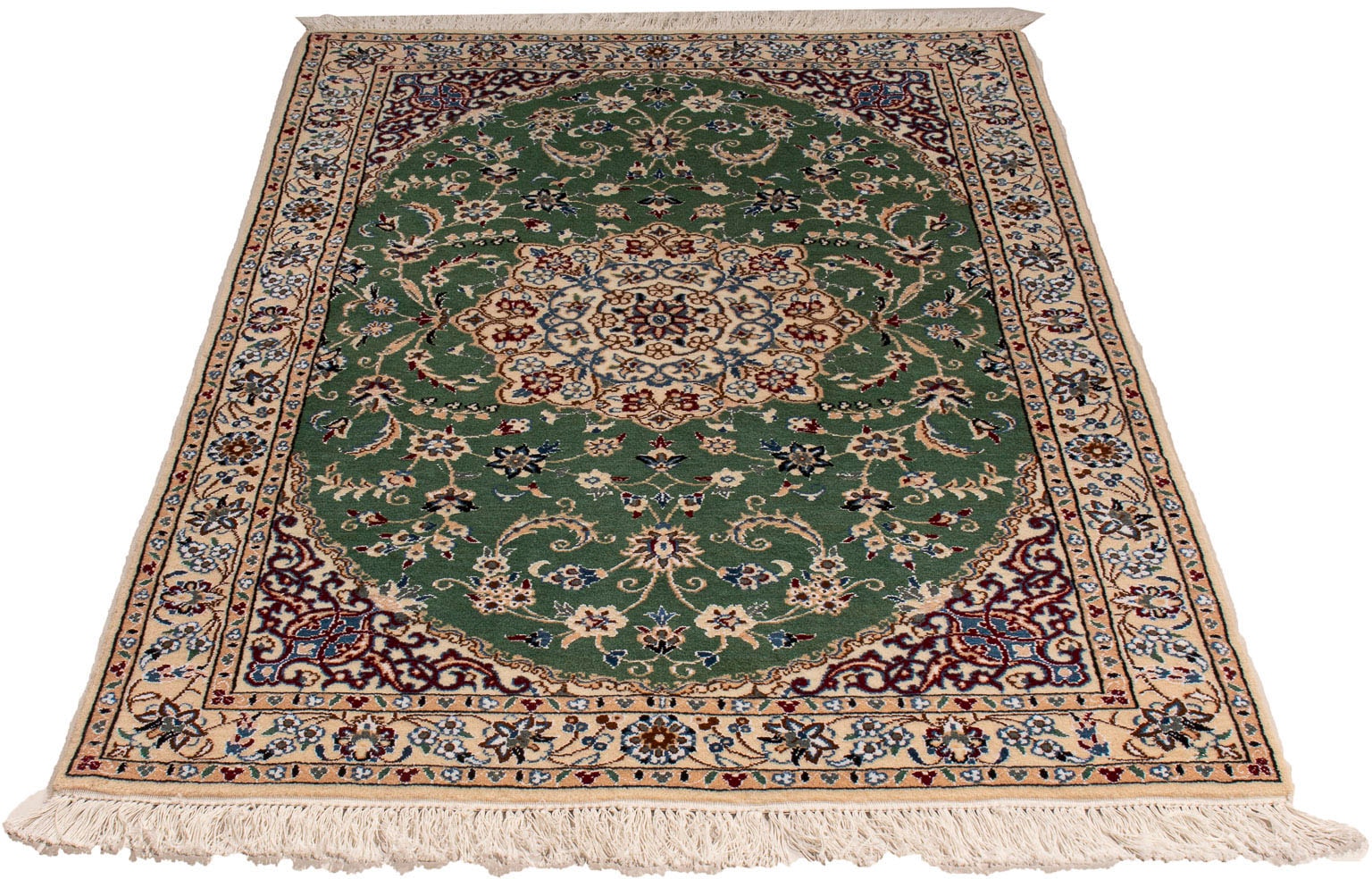 morgenland Orientteppich "Perser - Nain - Royal - 152 x 100 cm - grün", rechteckig, 10 mm Höhe, Wohnzimmer, Handgeknüpft