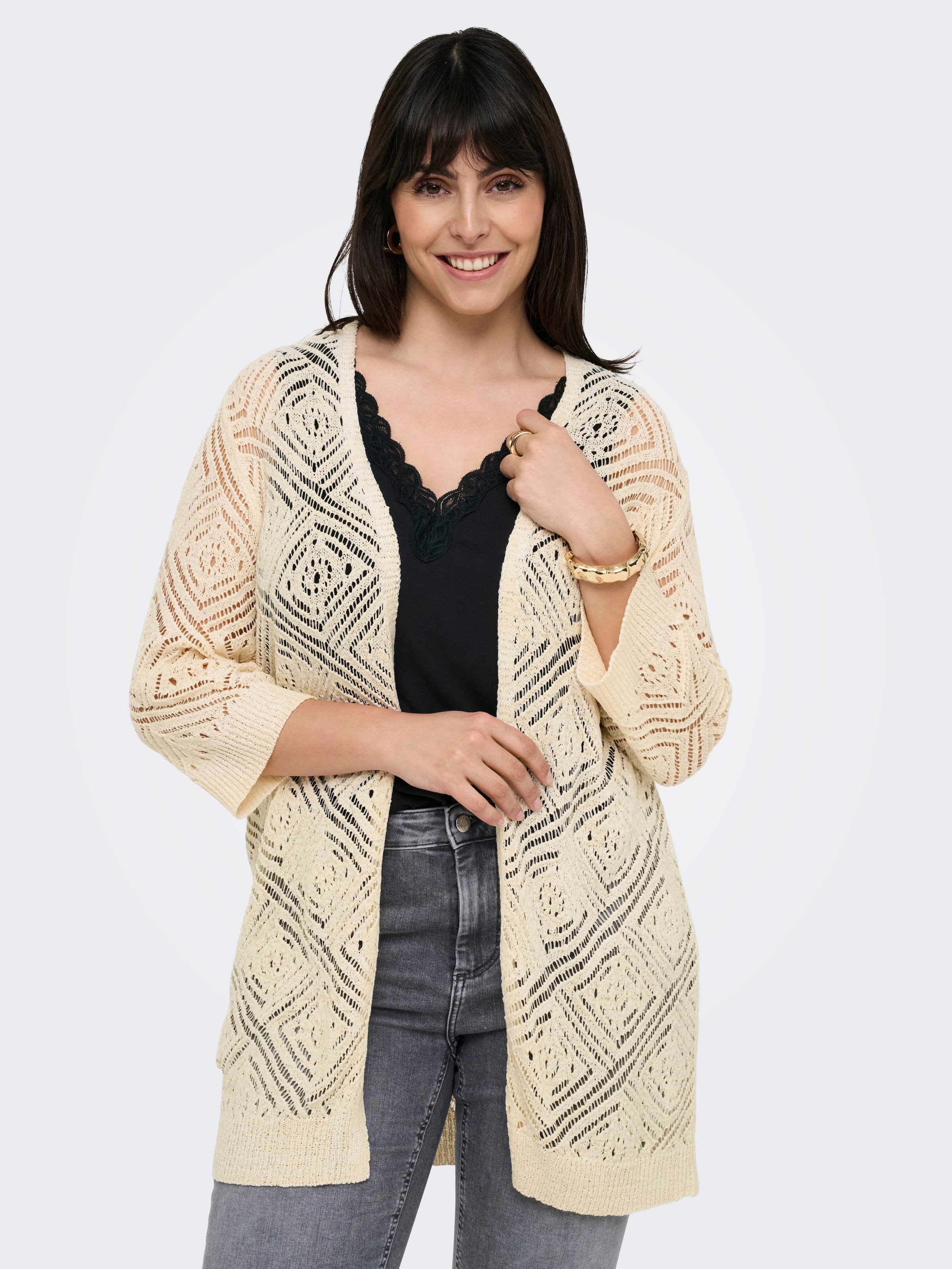 ONLY CARMAKOMA Strickjacke "CARWISTY 3/4 SL OPEN CARDIGAN KNT" günstig online kaufen